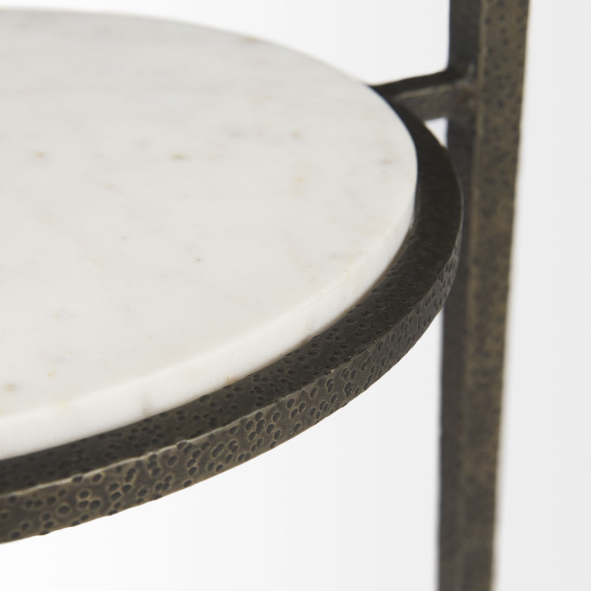 Mercana - Felicity Glass Top with White Marble Shelf and Antique Gold Base End/Side Table