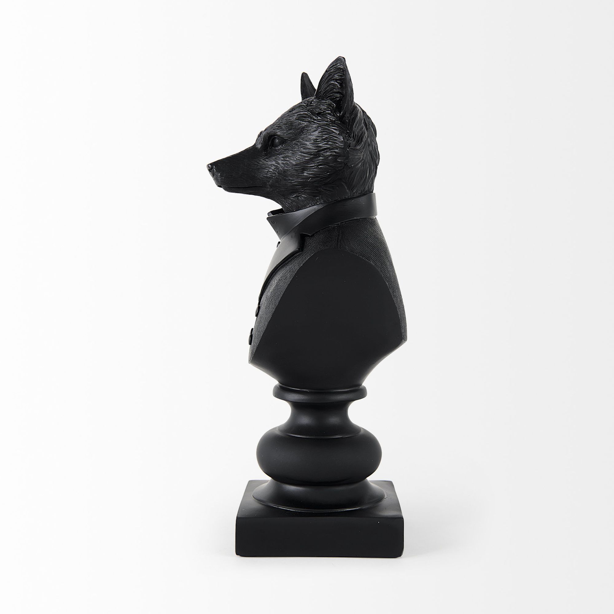 Mercana Murray Painted Resin Fox in a Suit Bust - Black