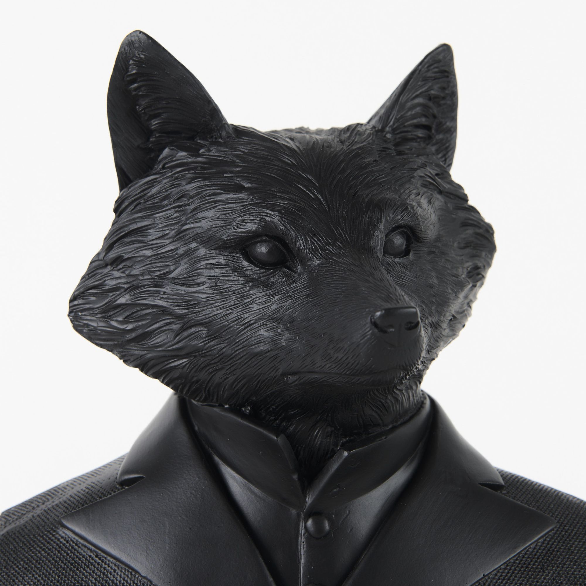 Mercana Murray Painted Resin Fox in a Suit Bust - Black