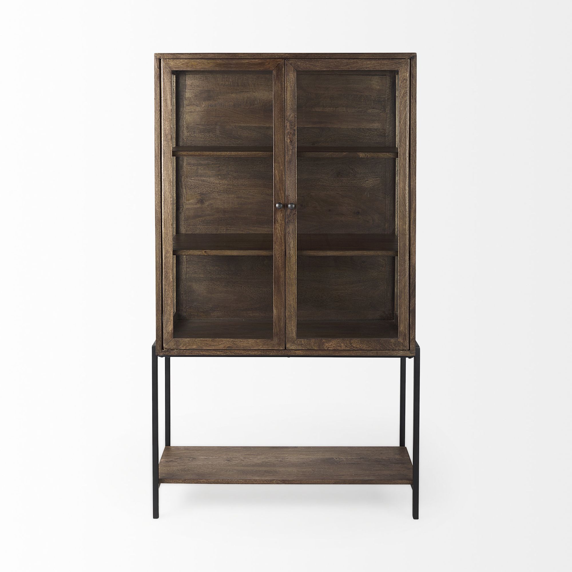 Mercana Arelius Cabinet with Black Metal Base - Brown