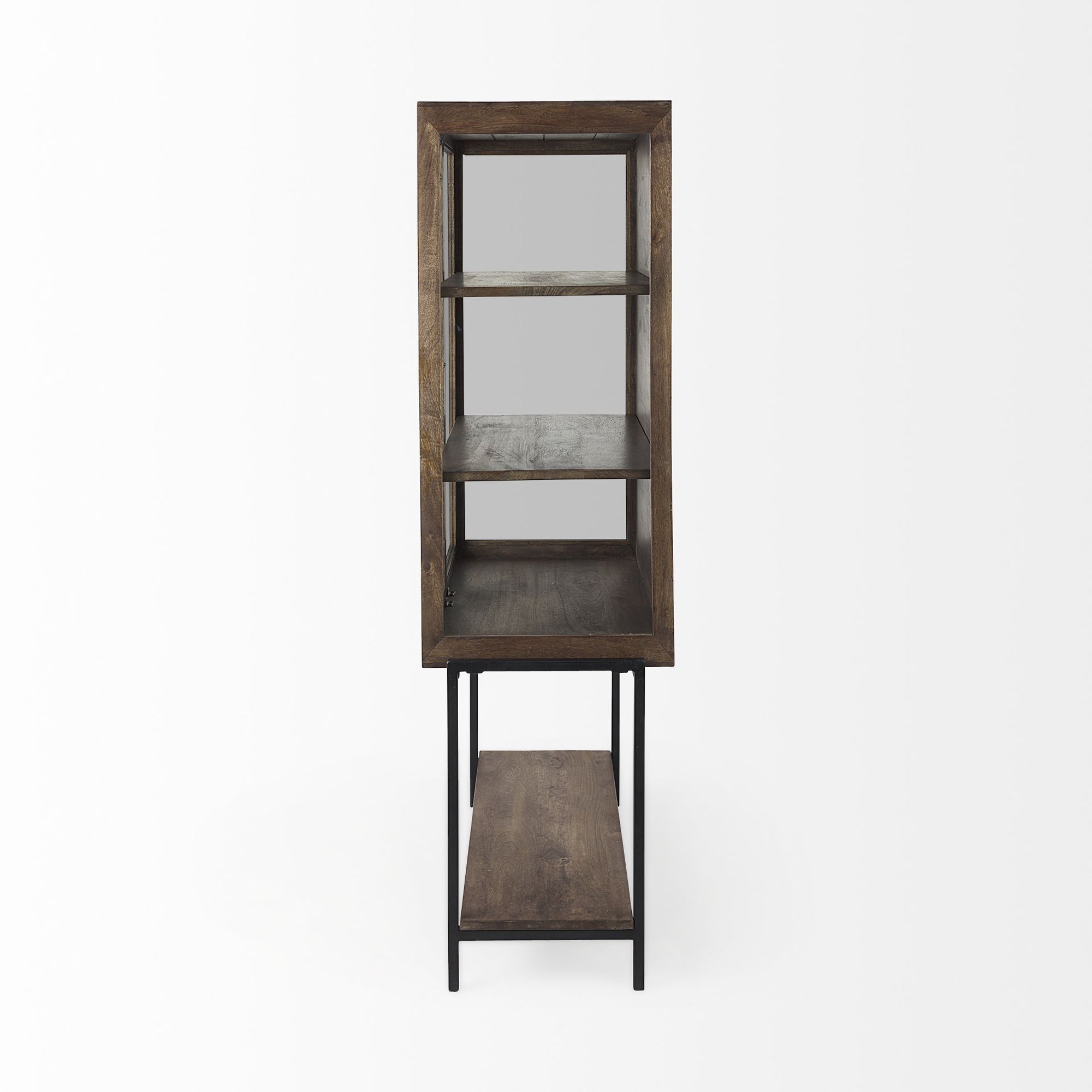 Mercana Arelius Cabinet with Black Metal Base - Brown