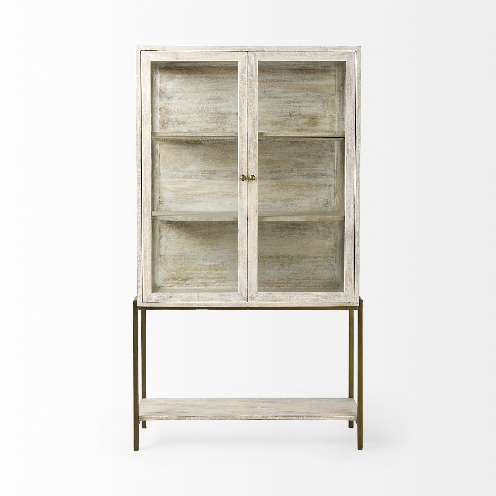 Mercana Arelius Cabinet with Gold Metal Base - White