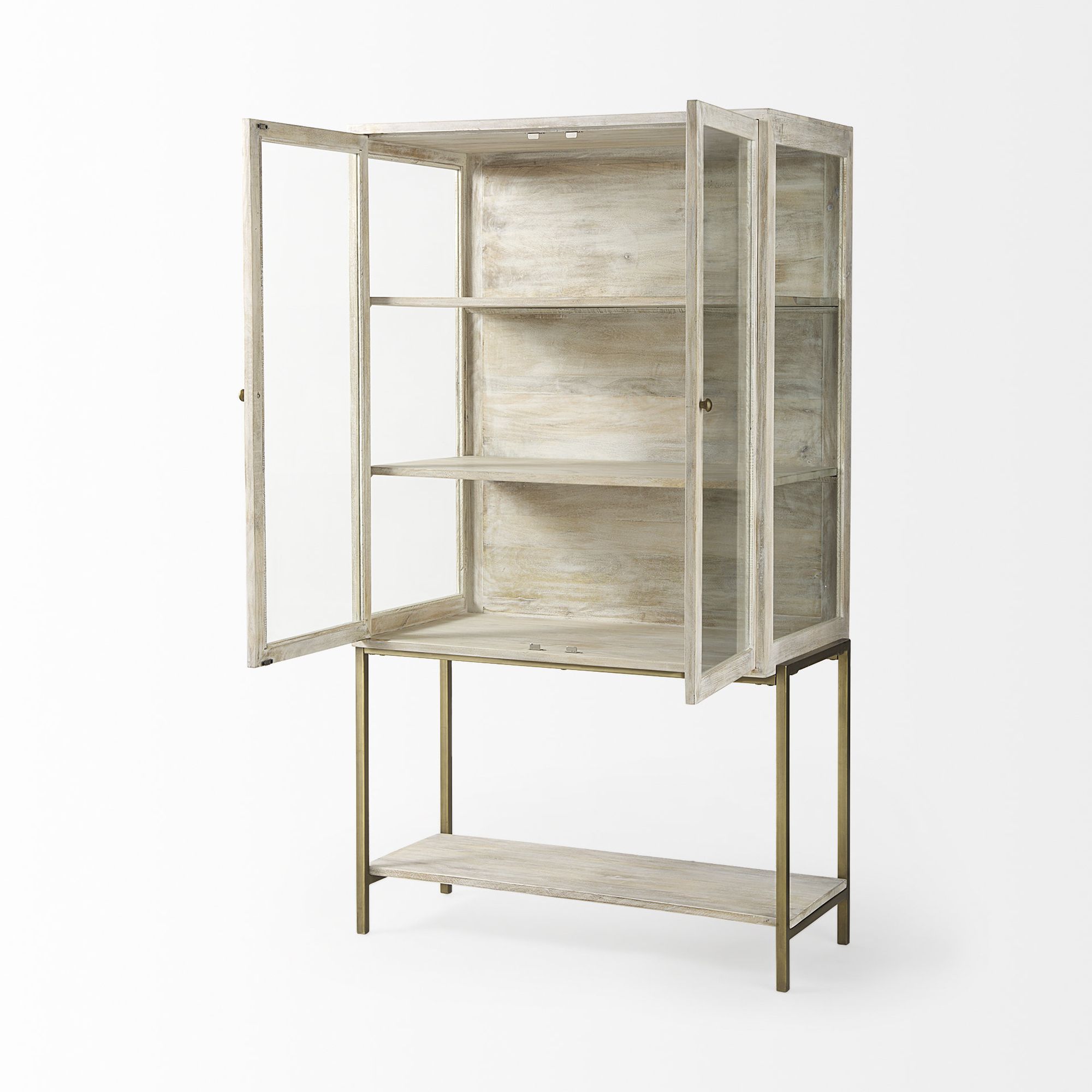 Mercana Arelius Cabinet with Gold Metal Base - White