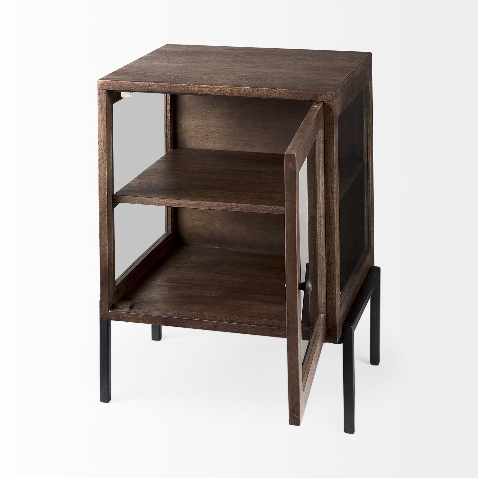 Mercana Arelius End Table with Black Metal Frame - Brown