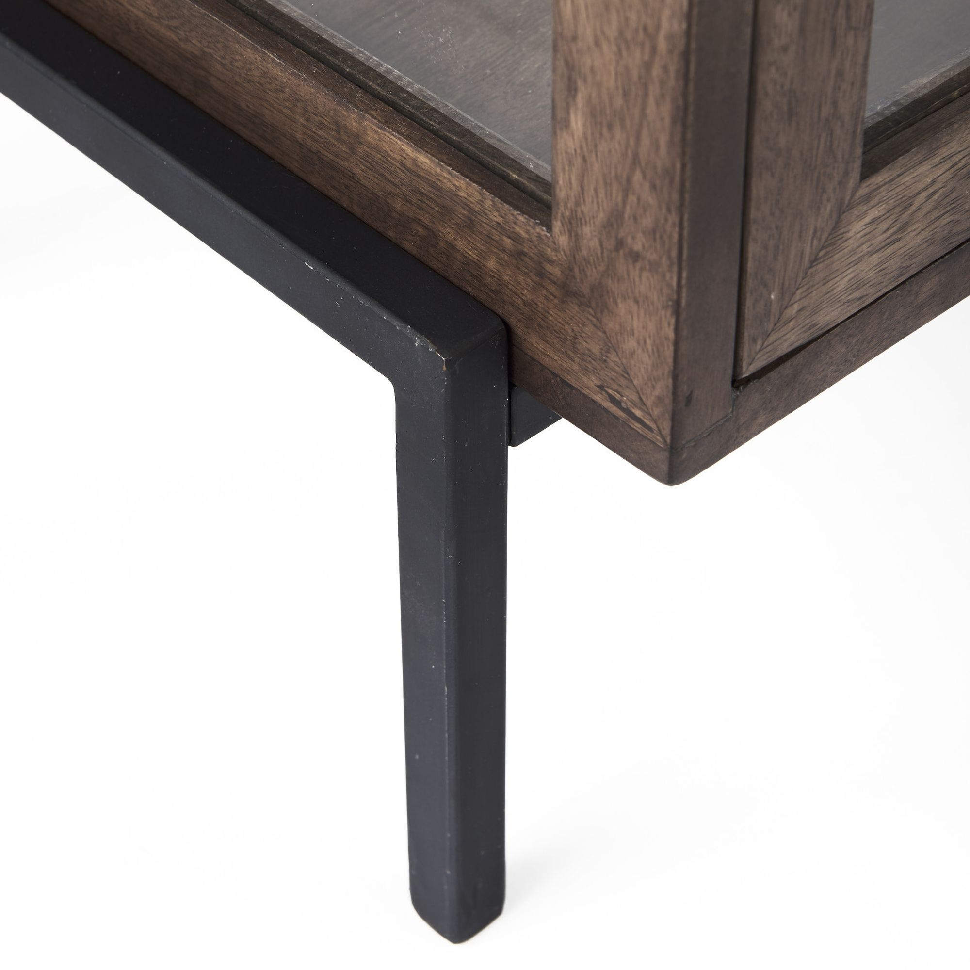 Mercana Arelius End Table with Black Metal Frame - Brown