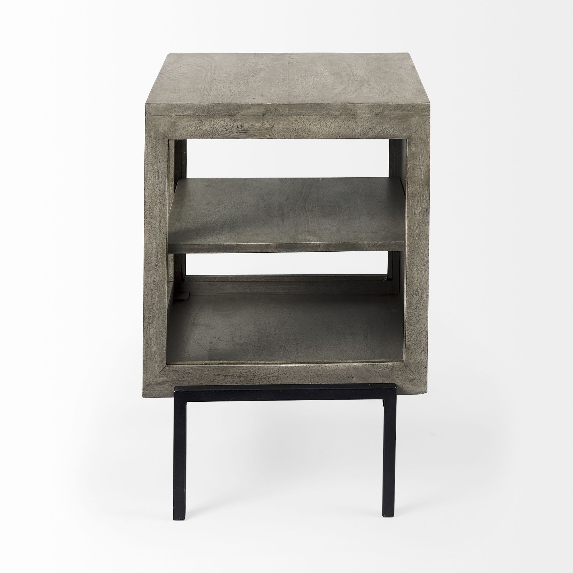 Mercana Arelius End Table with Black Metal Frame - Gray