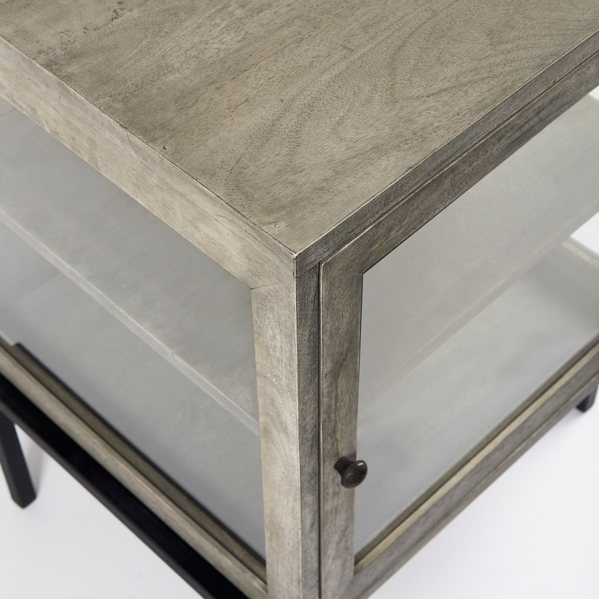 Mercana Arelius End Table with Black Metal Frame - Gray