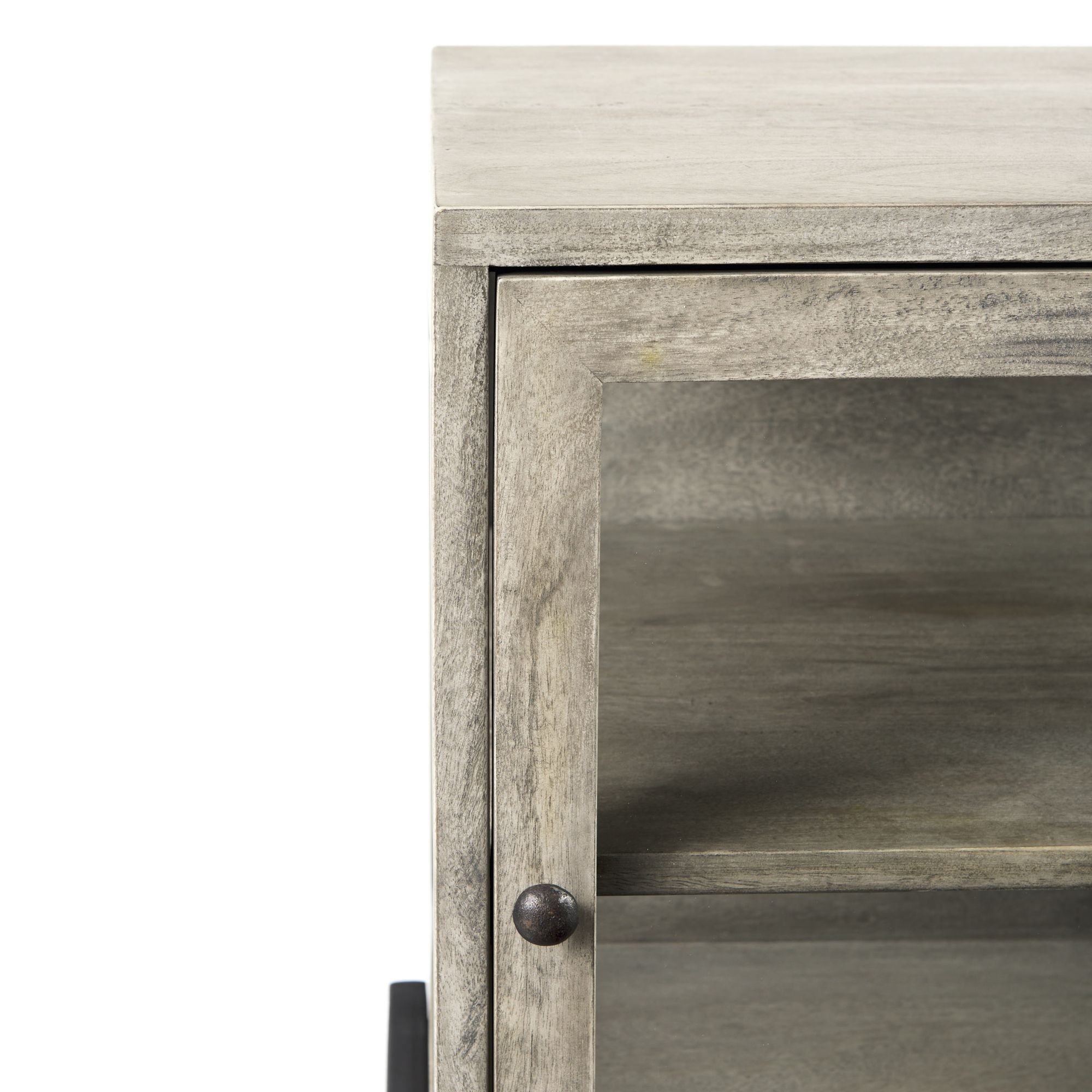 Mercana Arelius End Table with Black Metal Frame - Gray