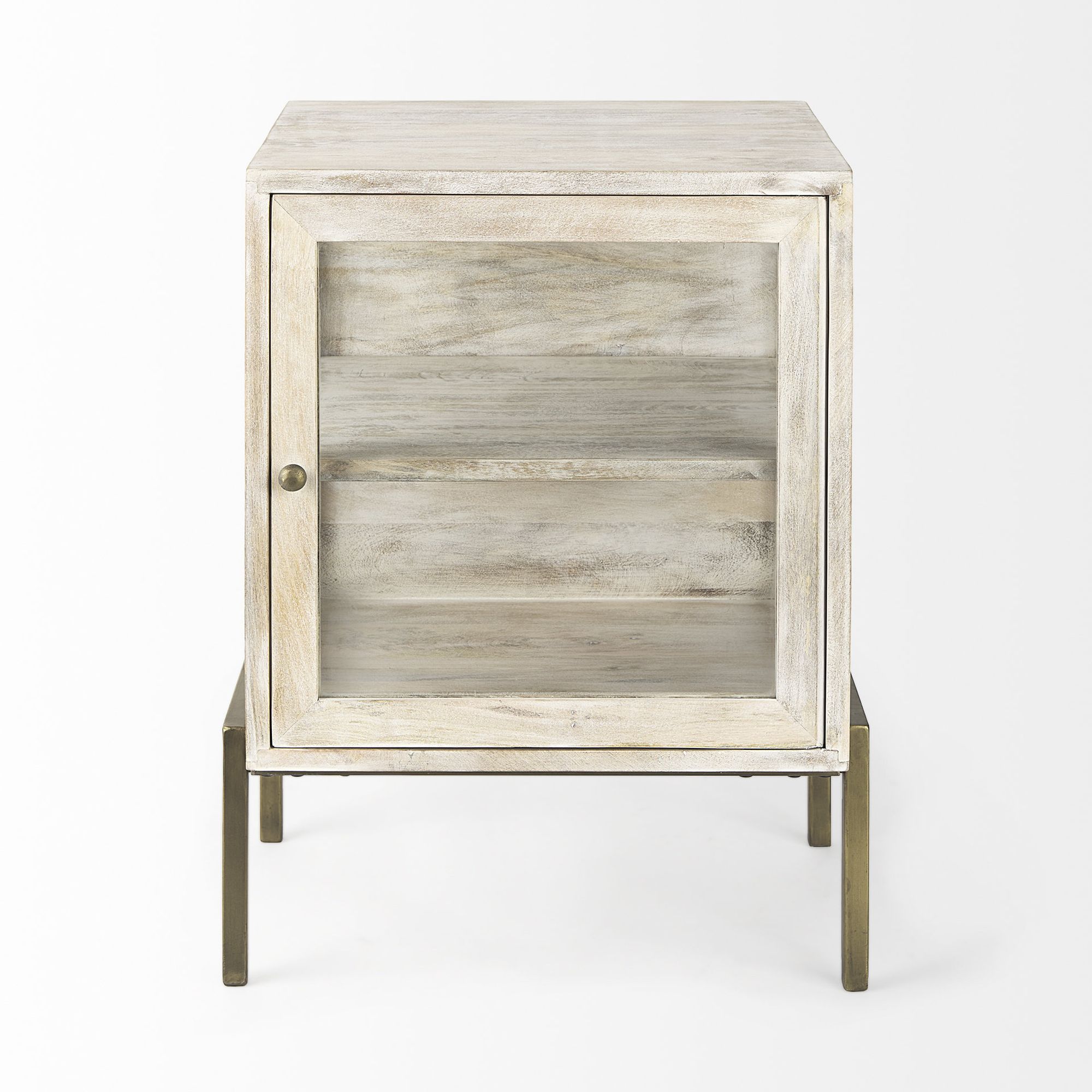 Mercana Arelius End Table with Gold Metal Frame - White