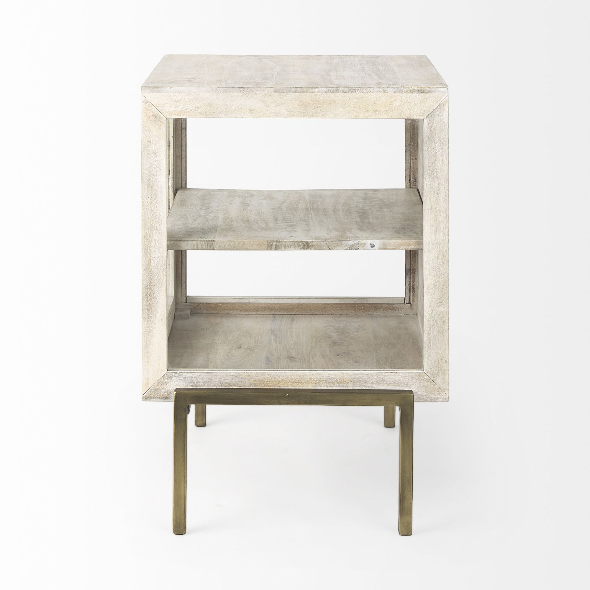 Mercana Arelius End Table with Gold Metal Frame - White