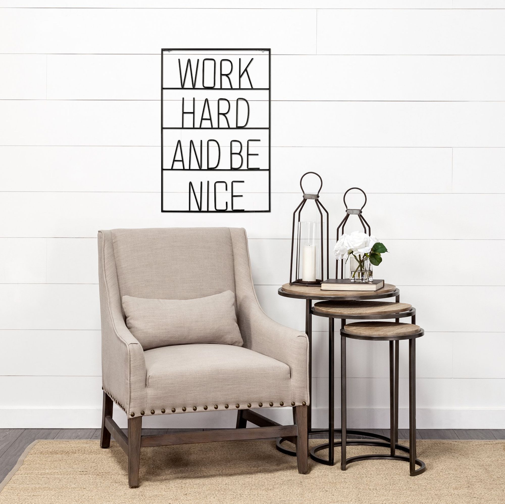 Mercana Work Hard and Be Nice Sign - Black