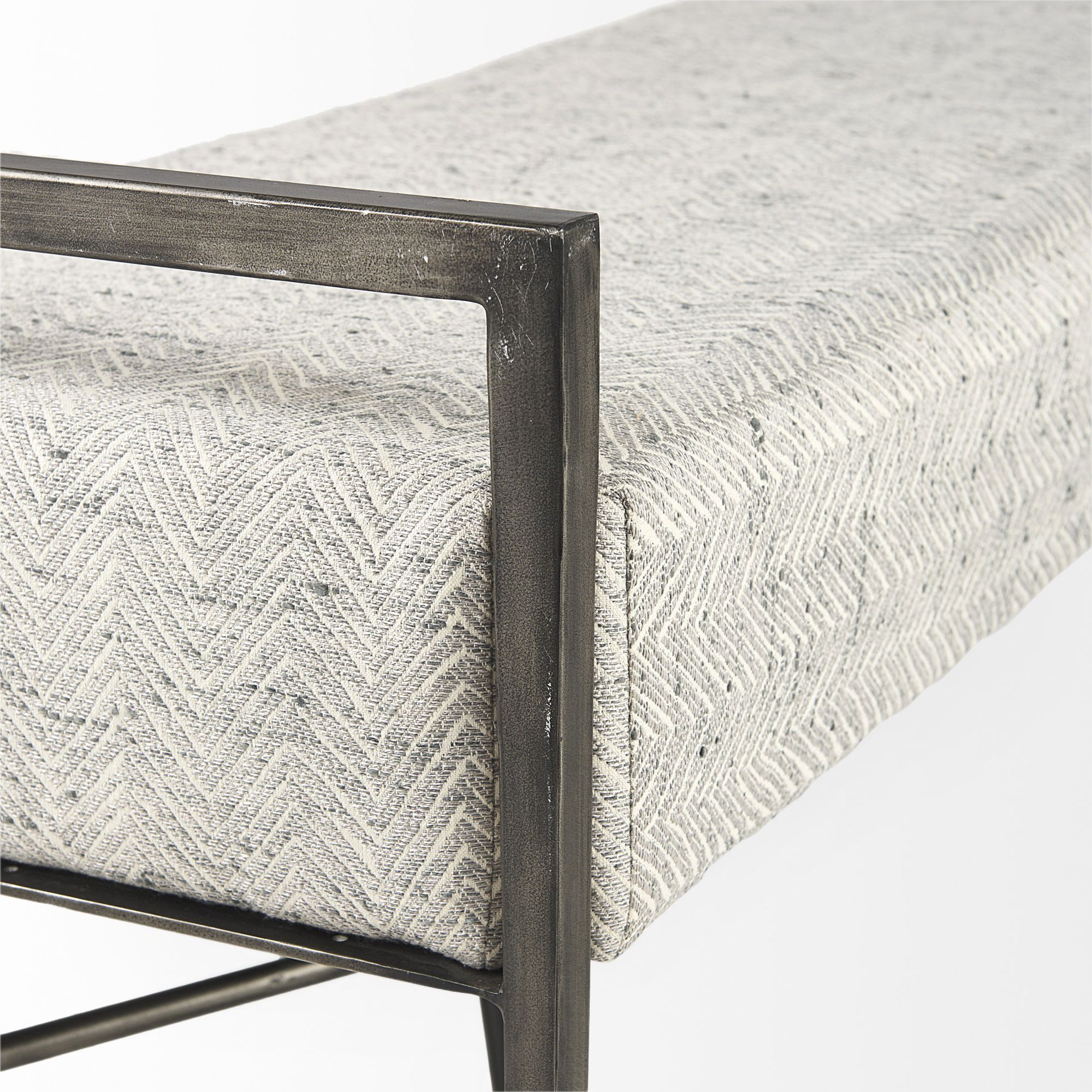 Mercana Charlotte Bench with Antique Nickel Metal Frame - Light Gray