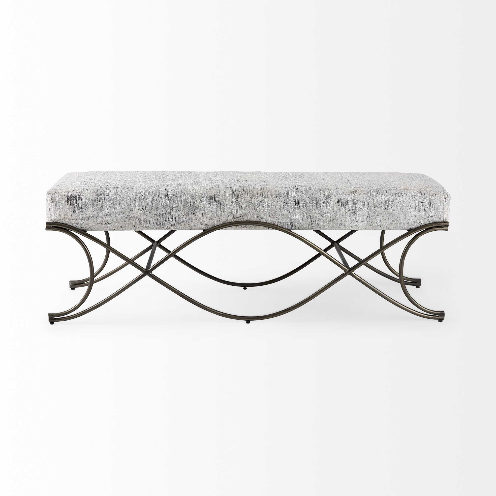 Mercana Ayla Bench with Dark Nickel Metal Frame - Gray