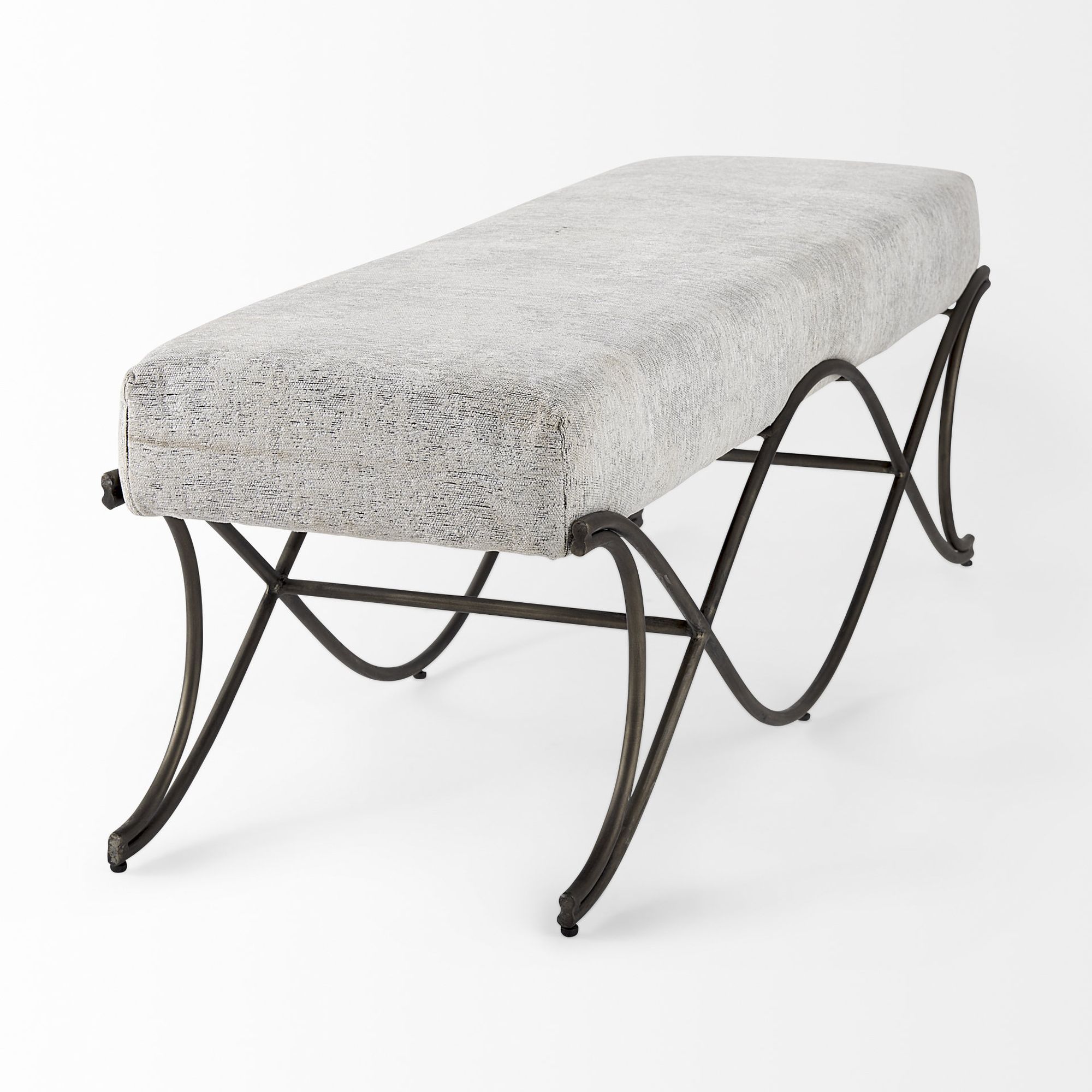 Mercana Ayla Bench with Dark Nickel Metal Frame - Gray