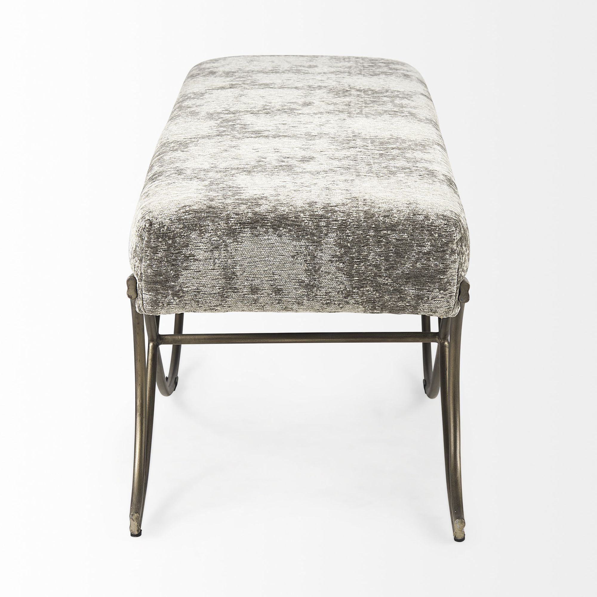 Mercana Ayla Bench with Antique Gold Metal Frame - Light Gray