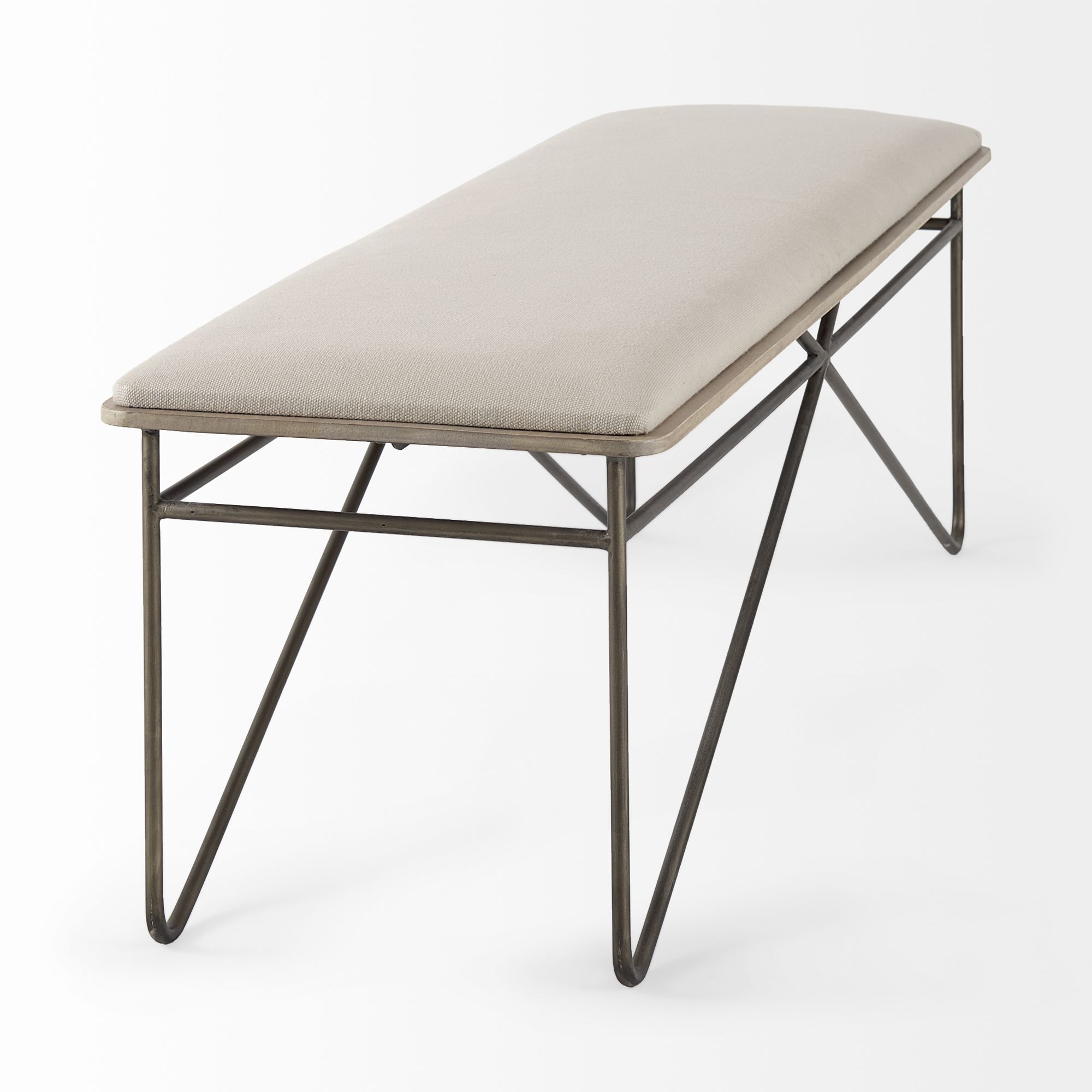 Mercana - Camille Bench with Metal Frame in Cream