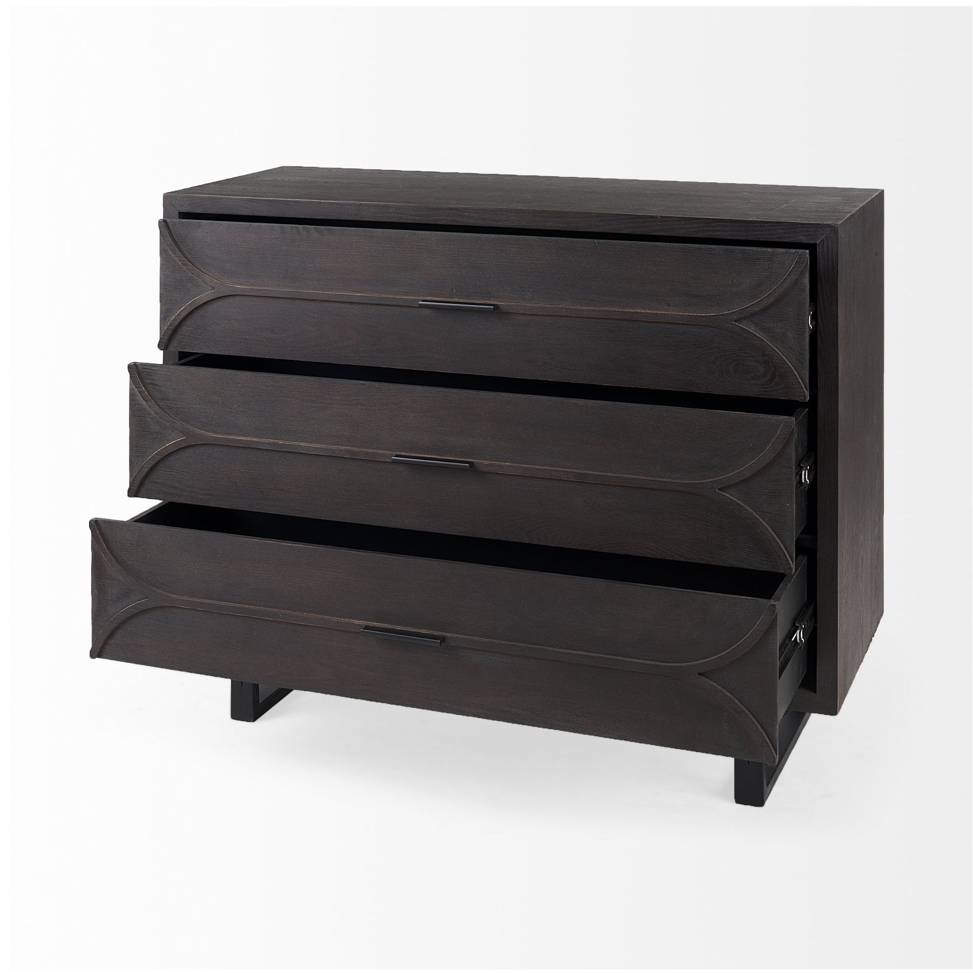 Mercana Giselle I Fir Veneer 3 Drawer Accent Cabinet - Dark Brown