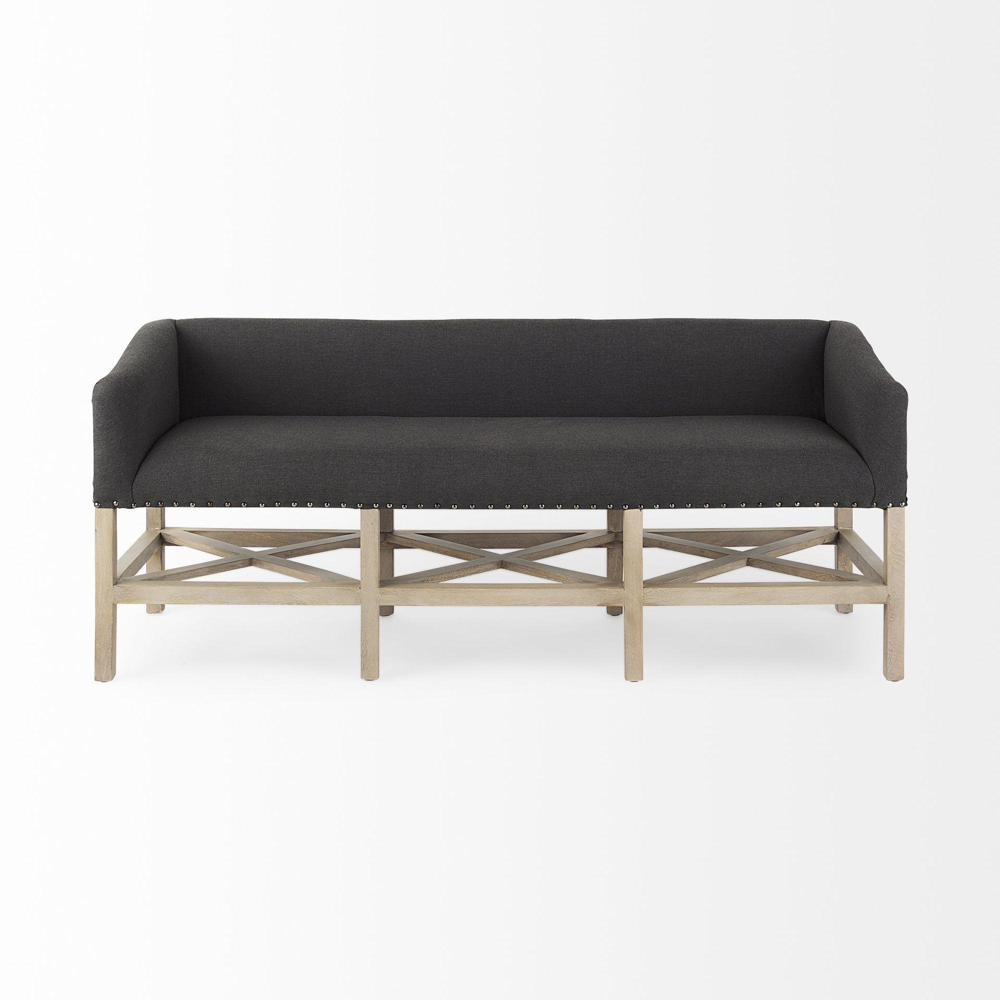 Mercana Bergen Bench with Light Brown Wooden Base - Dark Gray