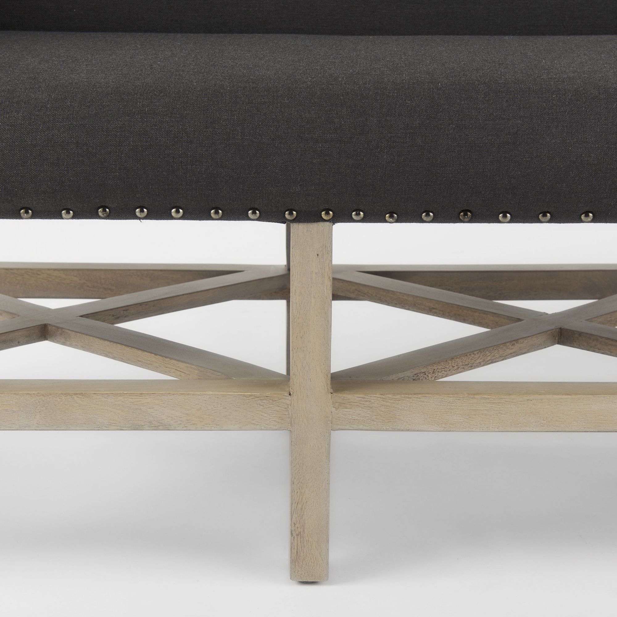 Mercana Bergen Bench with Light Brown Wooden Base - Dark Gray