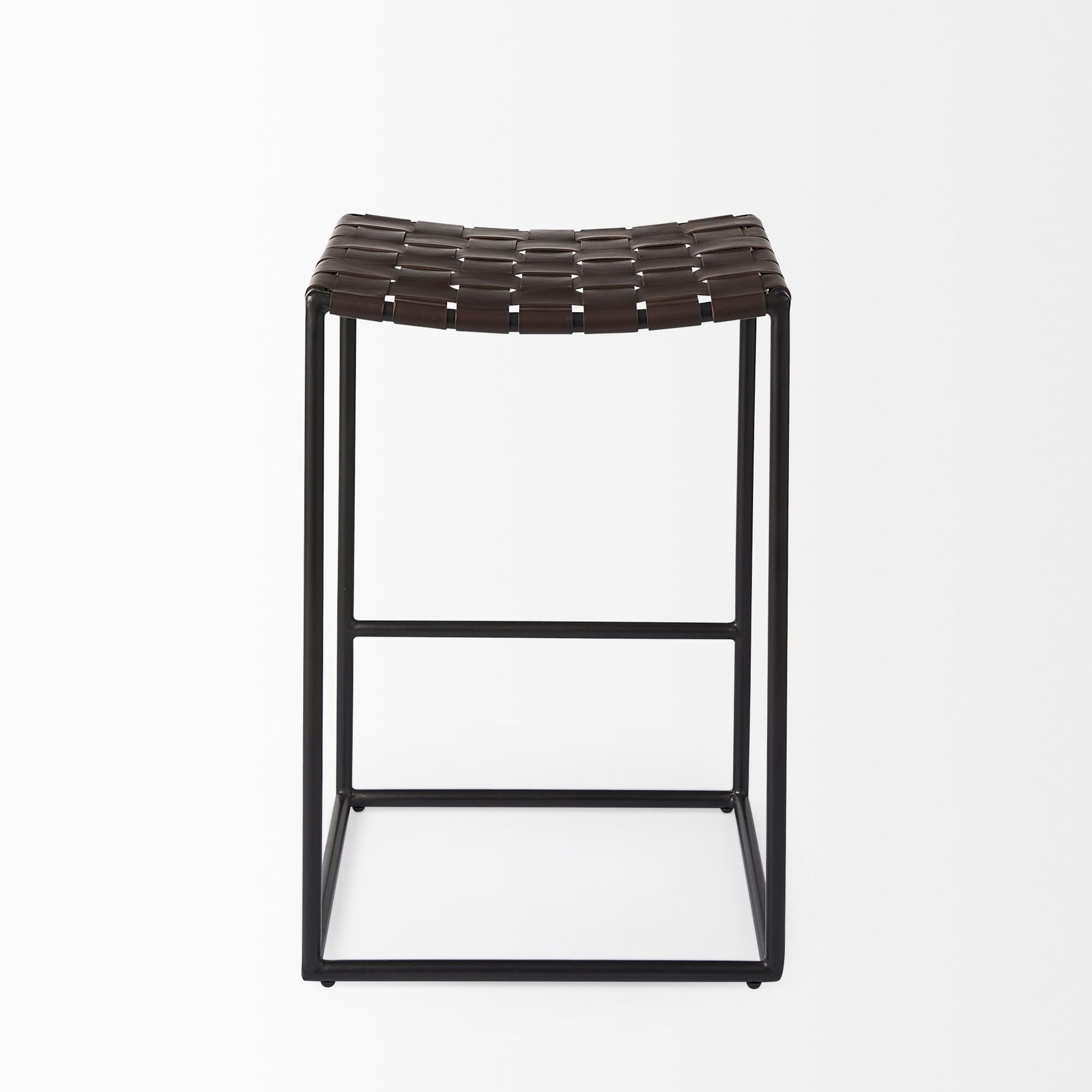 Mercana Clarissa 26" Counter Stool with Black Iron Frame - Dark Brown