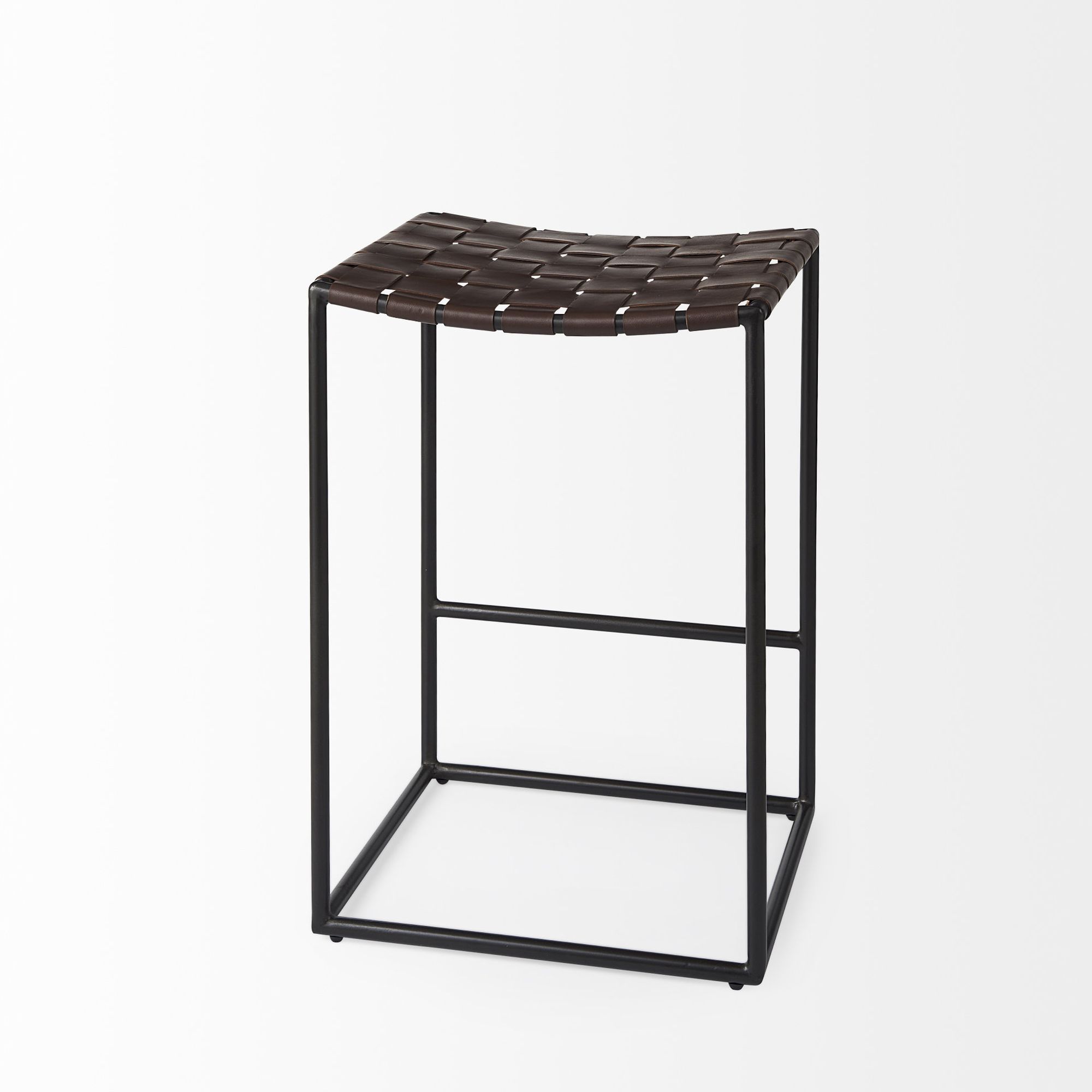 Mercana Clarissa 26" Counter Stool with Black Iron Frame - Dark Brown