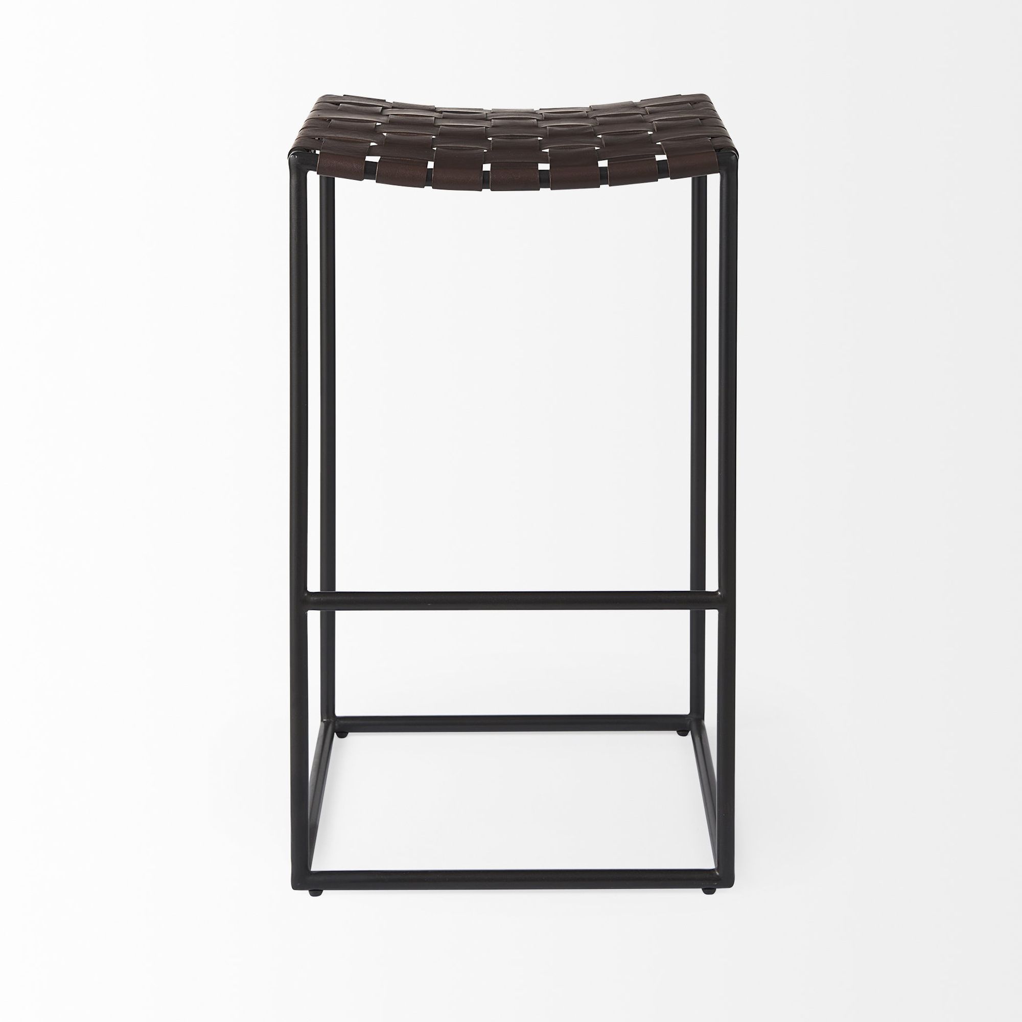 Mercana Clarissa 30" Counter Stool with Black Metal Frame - Dark Brown