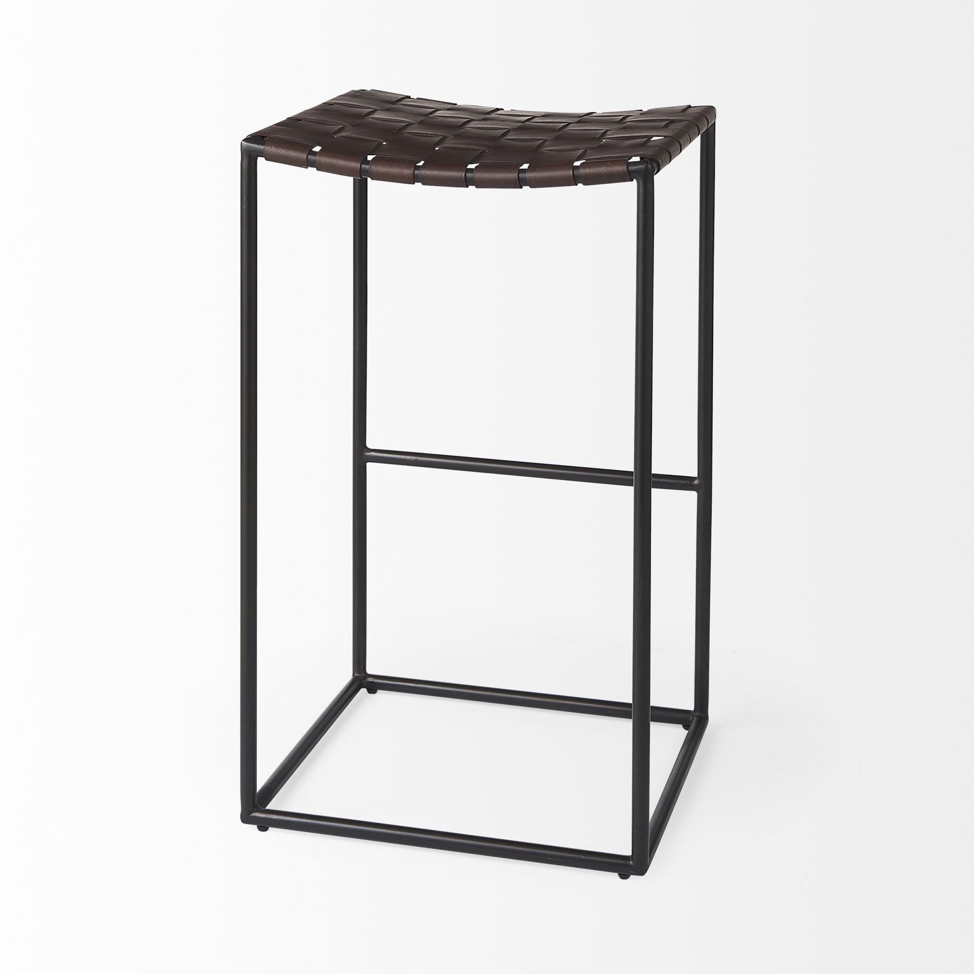 Mercana Clarissa 30" Counter Stool with Black Metal Frame - Dark Brown