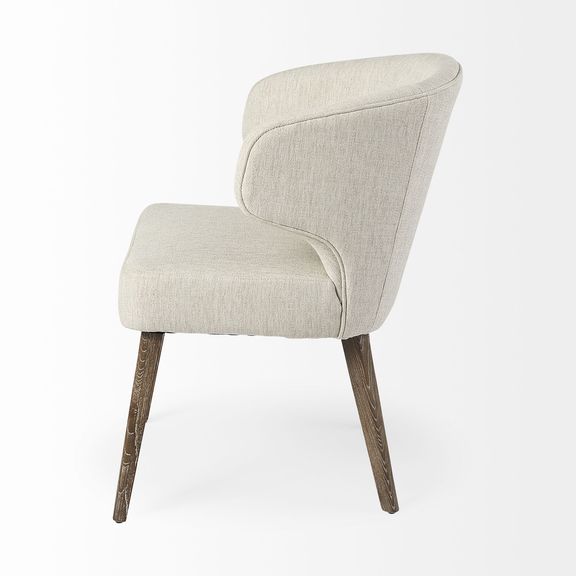 Mercana Niles Dining Chair with Brown Wooden Legs Wingback - Cream/Brown