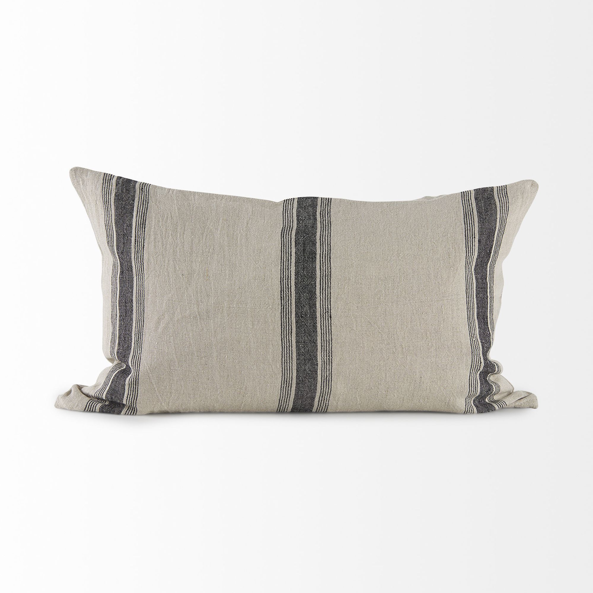 Mercana Hattie 13L x 21W Fabric Striped Decorative Pillow Cover - Beige/Black, Rectangular