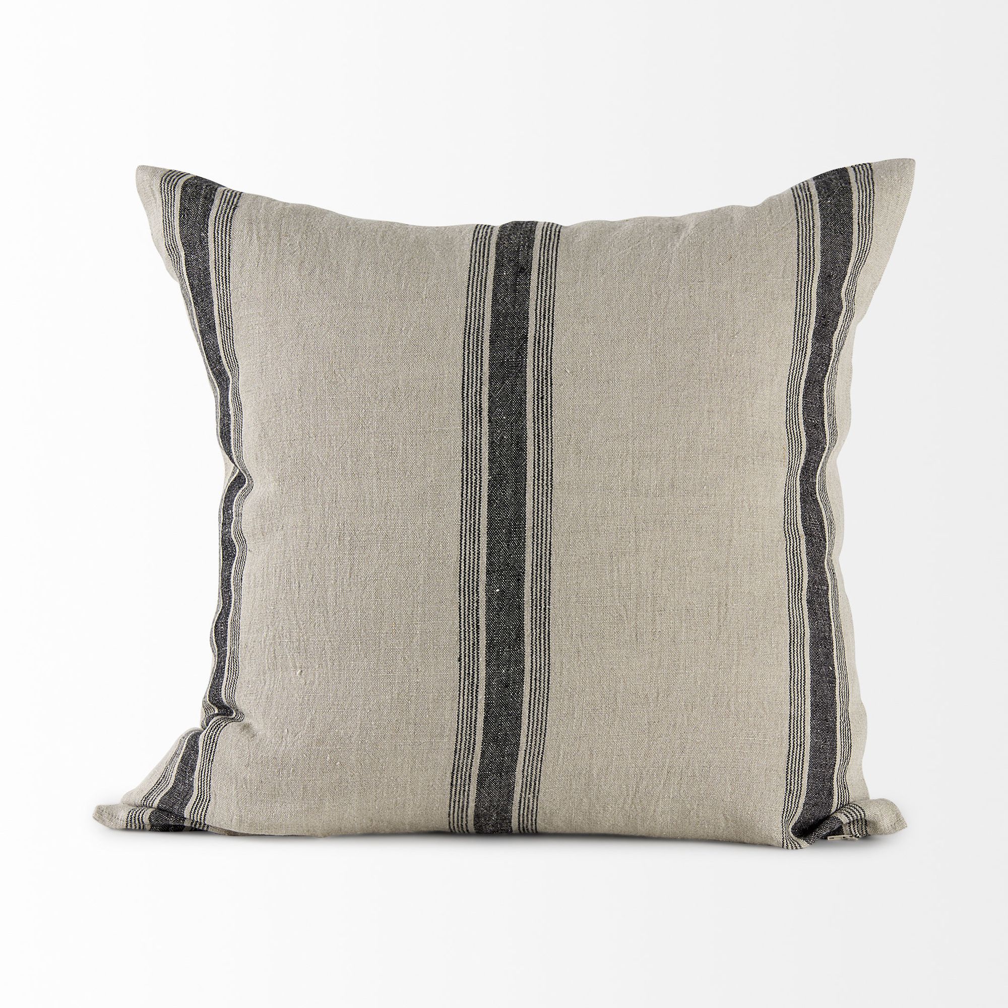 Mercana Hattie 20L x 20W Fabric Striped Decorative Pillow Cover - Beige/Black, Square