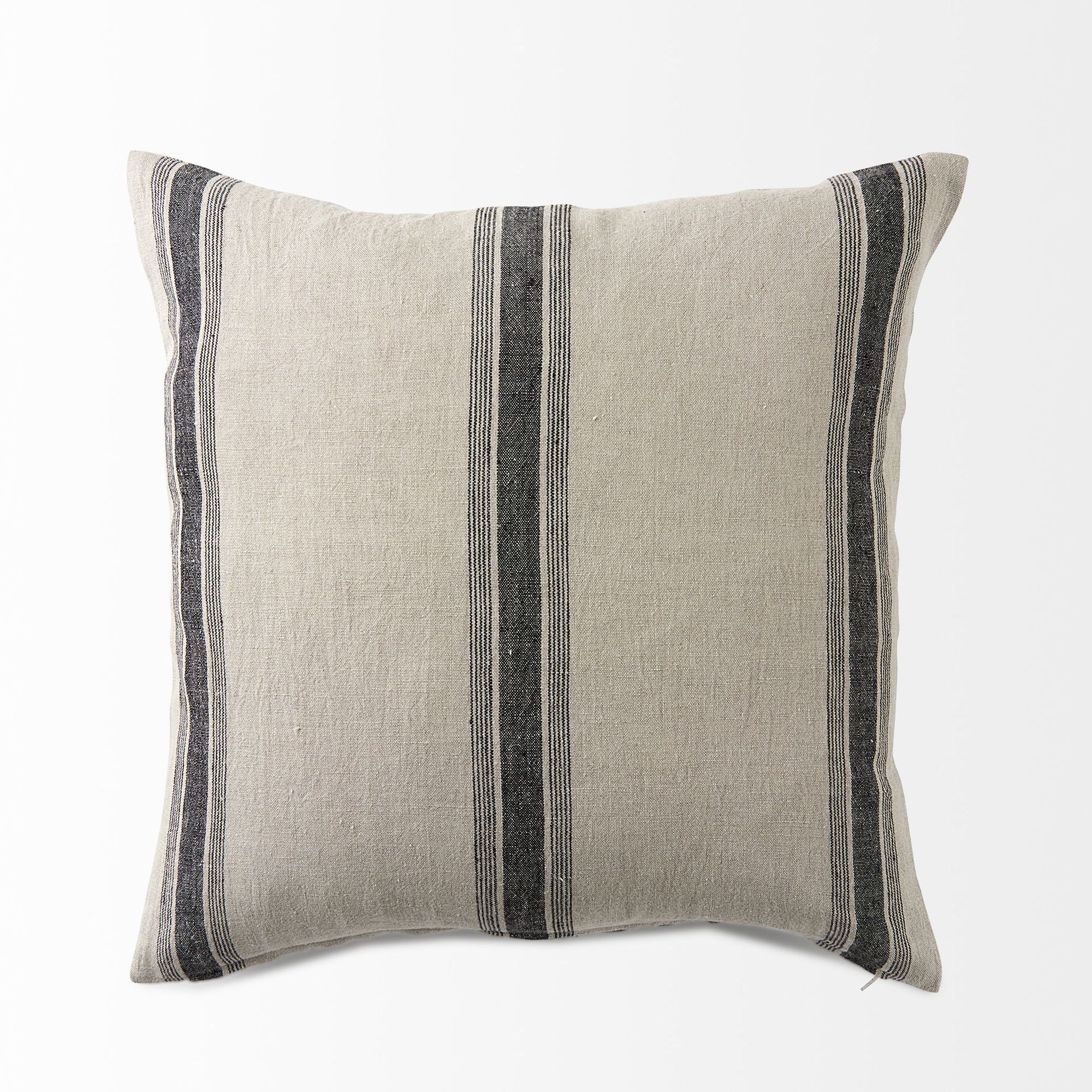 Mercana Hattie 20L x 20W Fabric Striped Decorative Pillow Cover - Beige/Black, Square