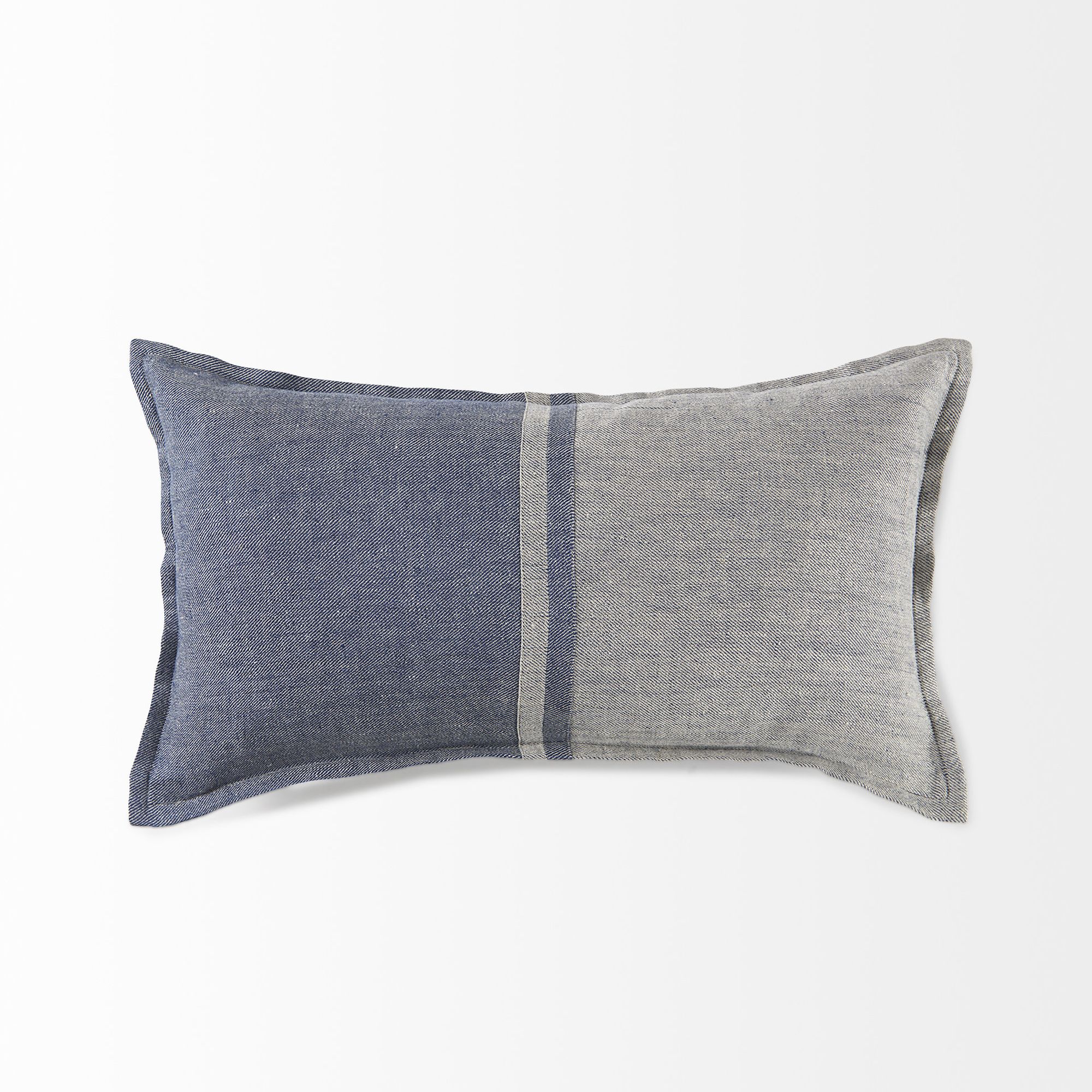 Mercana Aubrielle 14L x 26W Fabric Color Blocked Decorative Pillow Cover - Gray/Blue, Rectangular