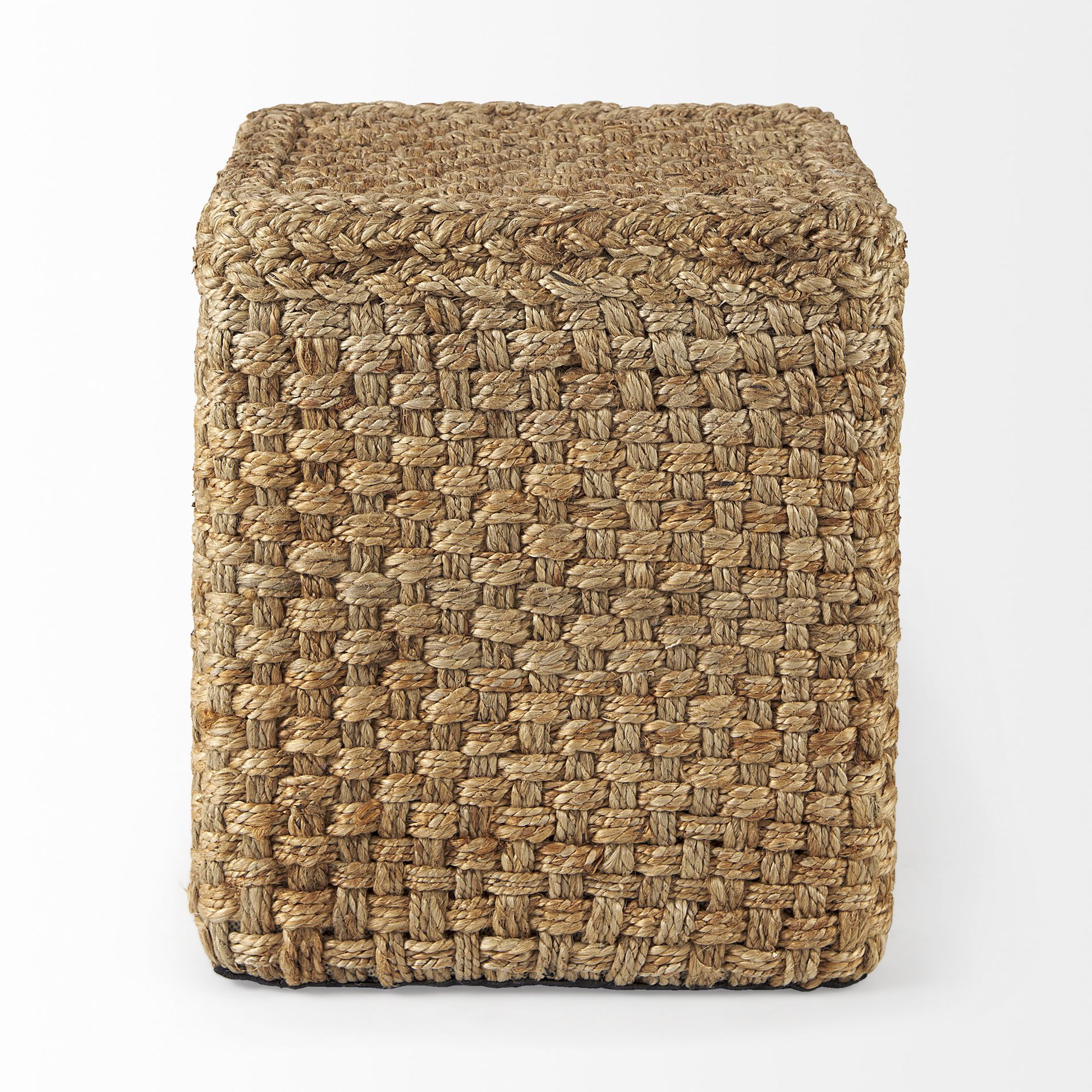 Mercana - Aylin 16.5" Square Brown Jute Pouf