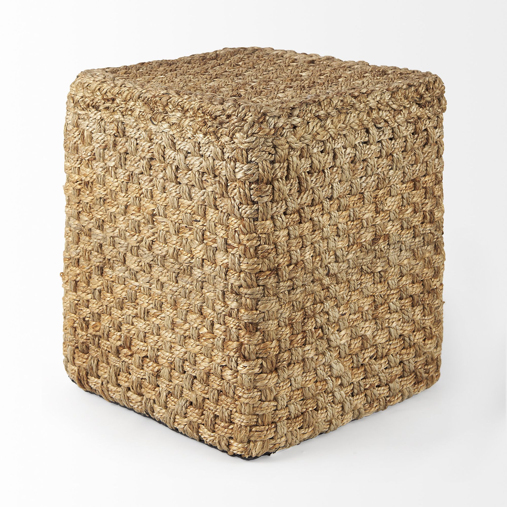 Mercana - Aylin 16.5" Square Brown Jute Pouf