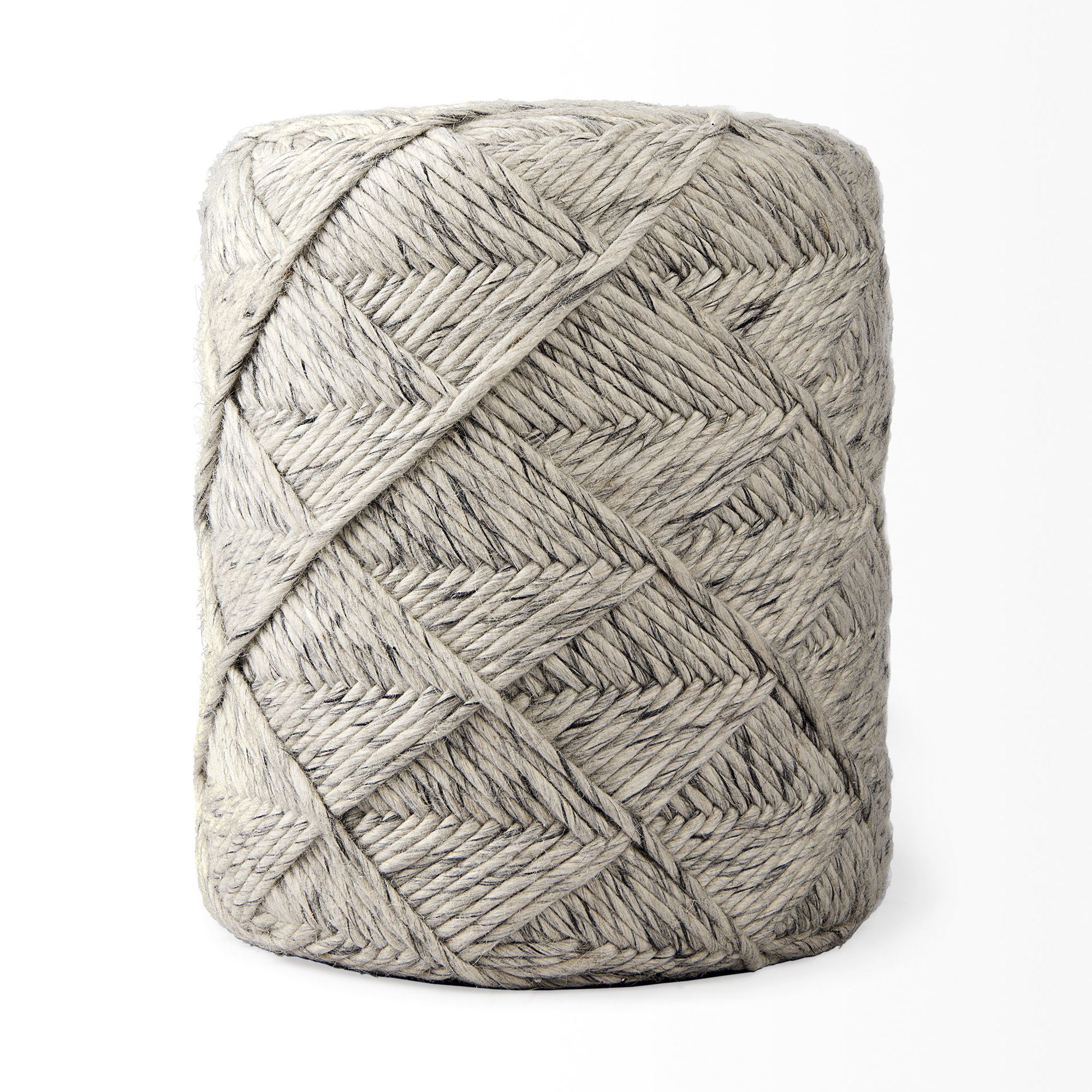 Mercana - Esfera Beige Chevron Woven Round Pouf