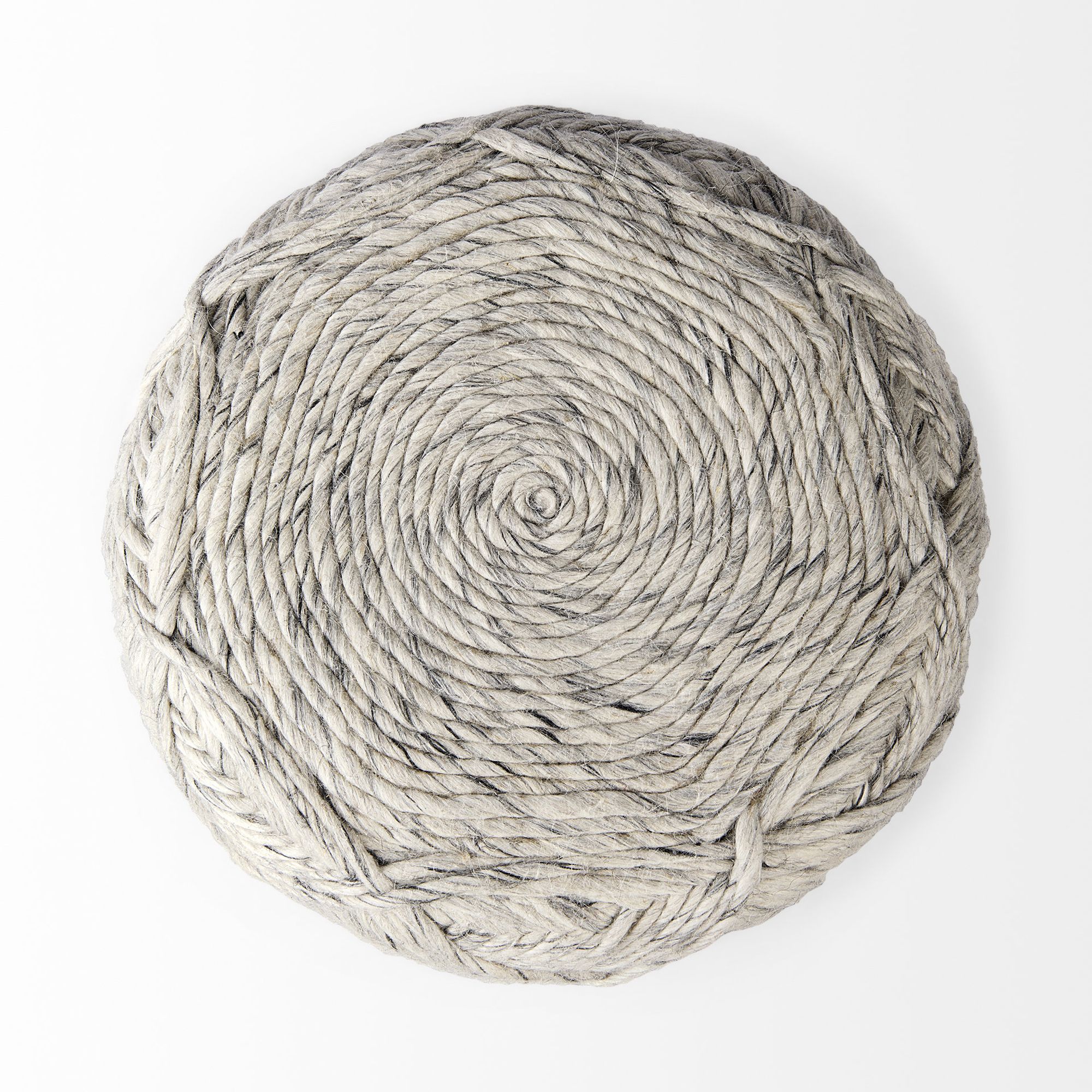 Mercana - Esfera Beige Chevron Woven Round Pouf