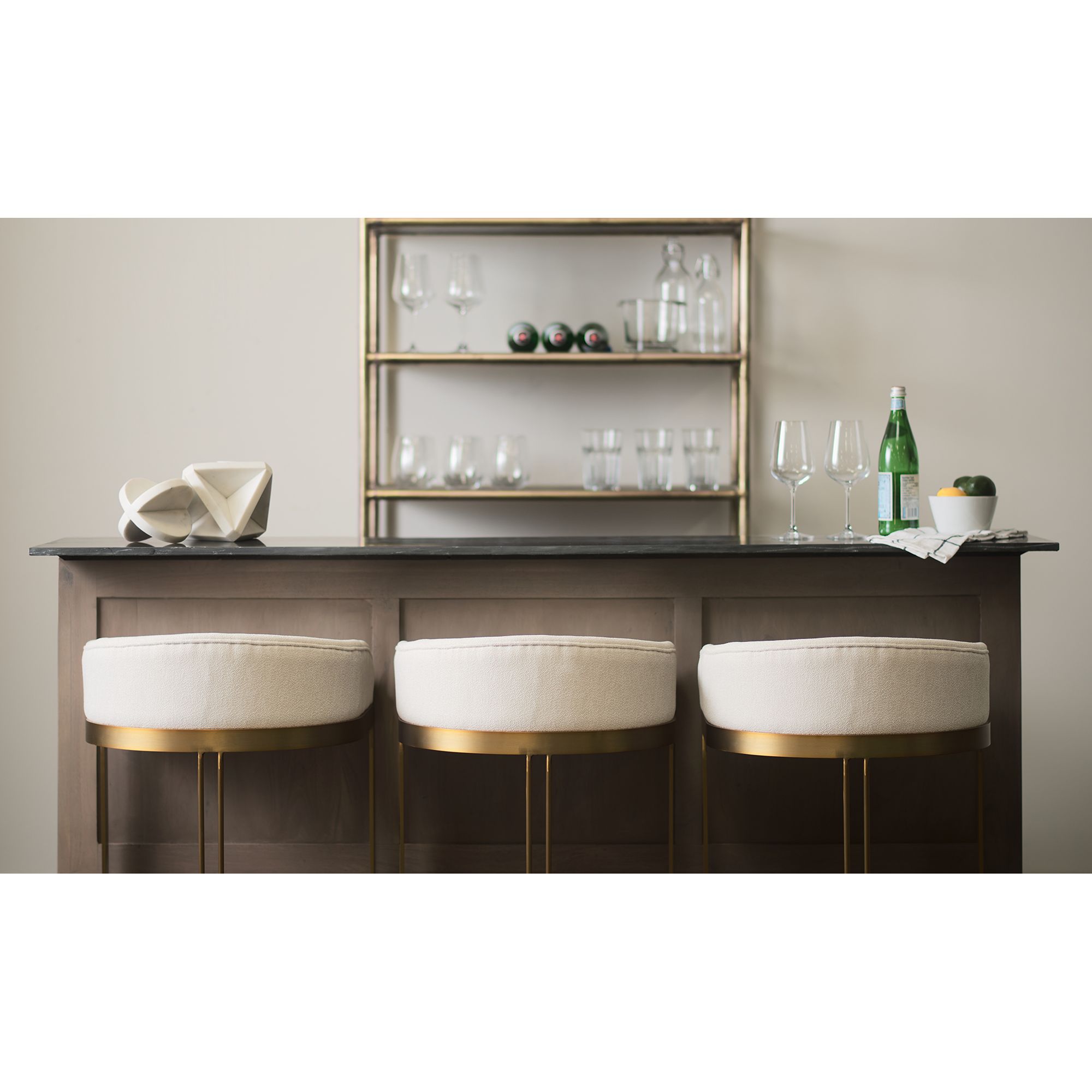 Mercana Hollyfield 33" Counter Stool with Gold Metal Base - Cream