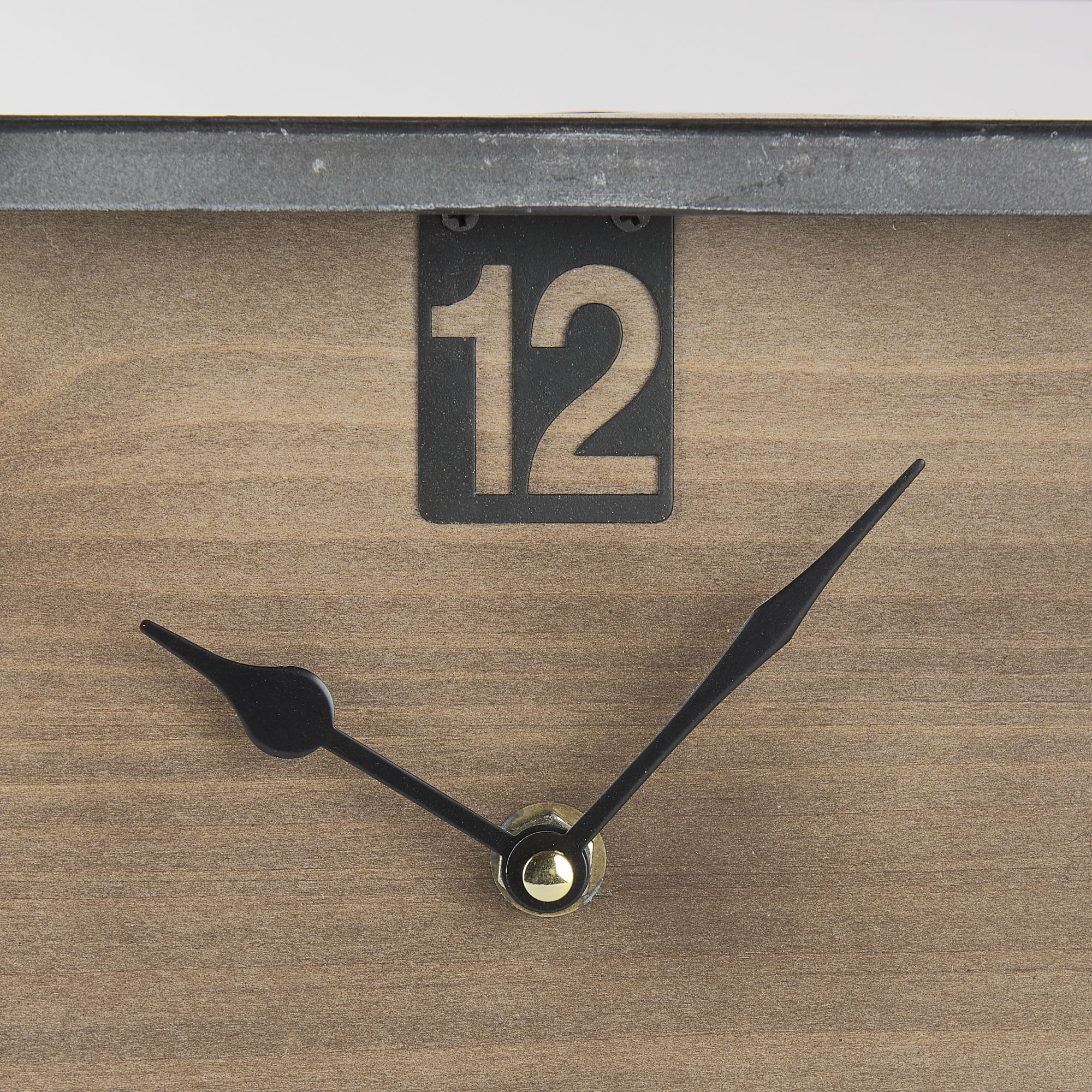 Mercana - Harvey Black Metal and Wood Rectangular Table Clock