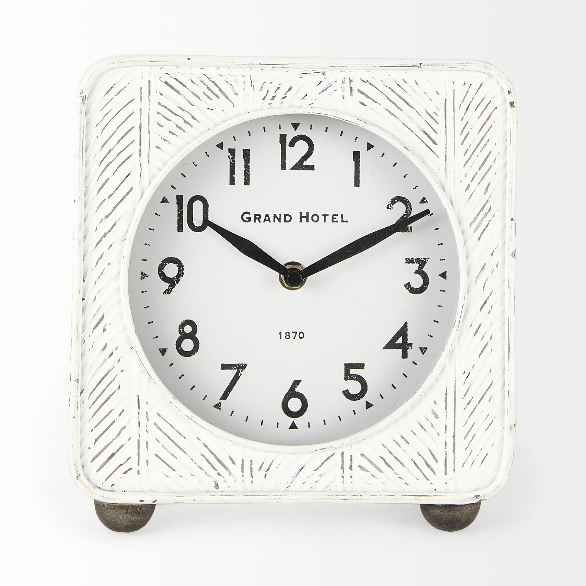 Mercana Karl Iron Rounded Square Table Clock - White