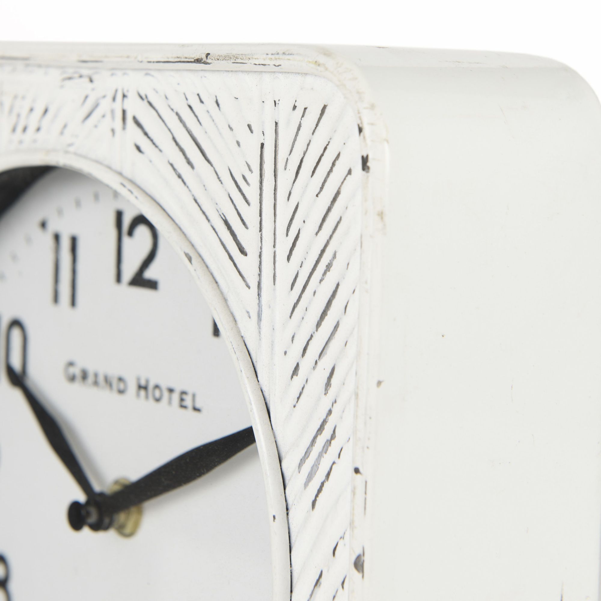 Mercana Karl Iron Rounded Square Table Clock - White