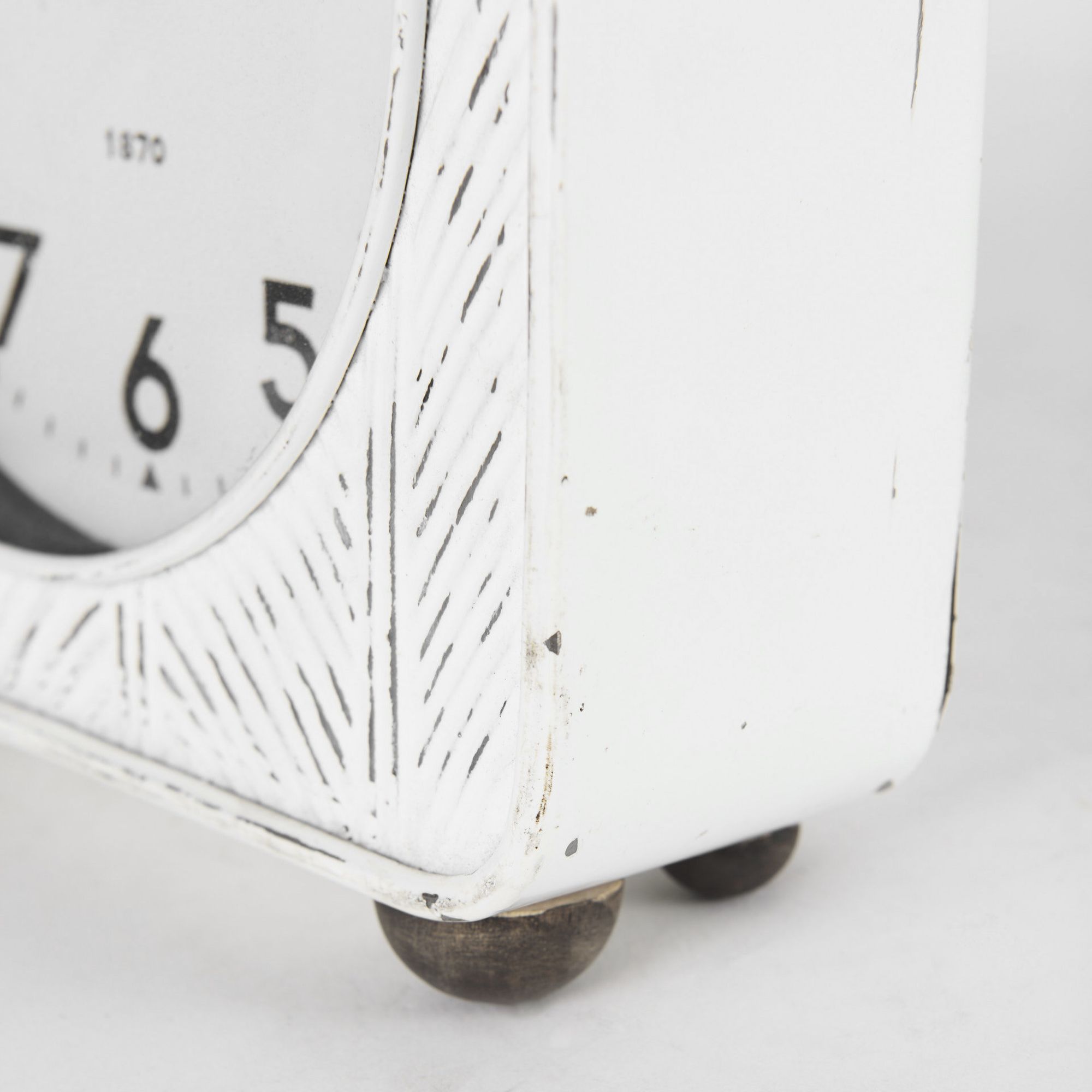 Mercana Karl Iron Rounded Square Table Clock - White