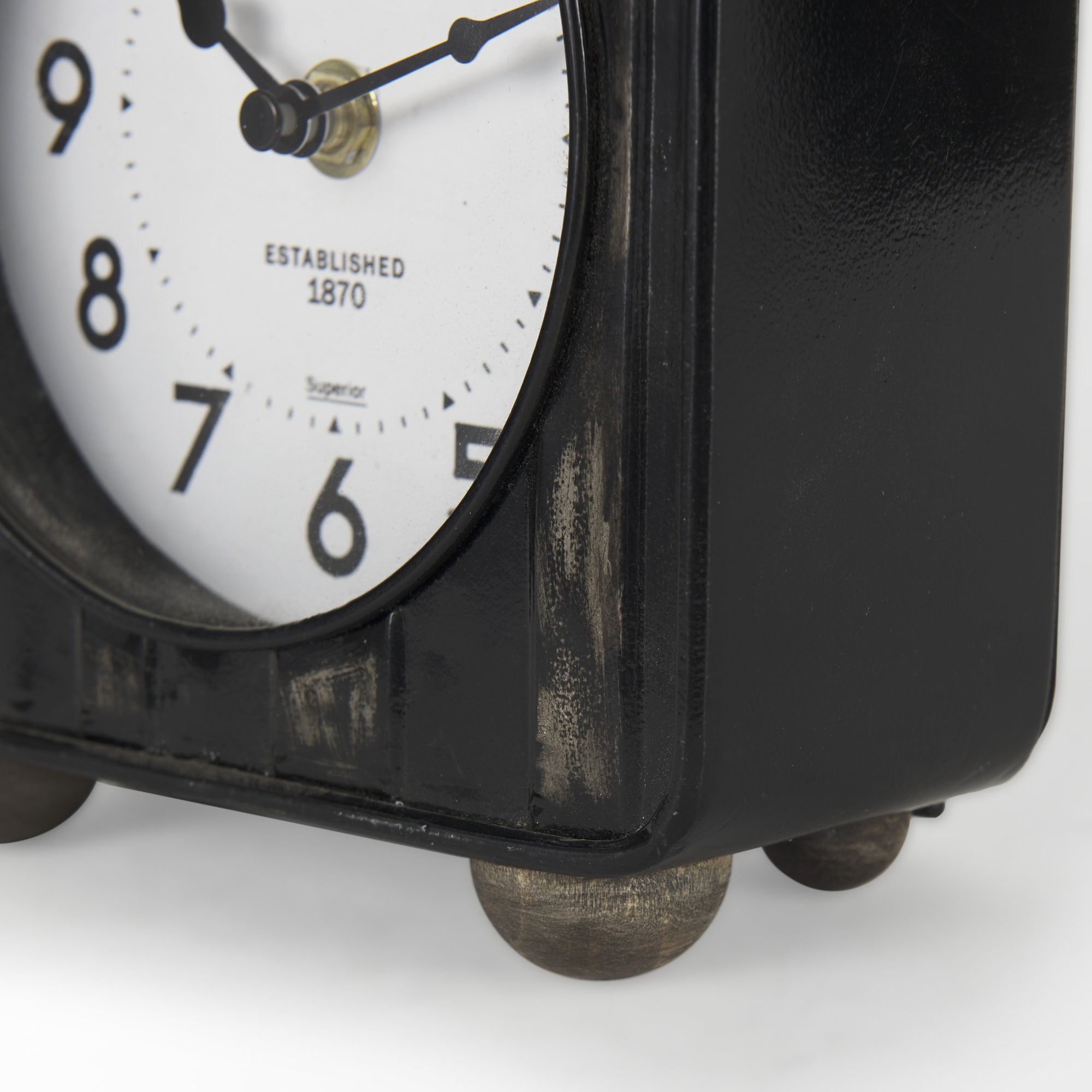 Mercana Karl Iron Rounded Square Table Clock - Black