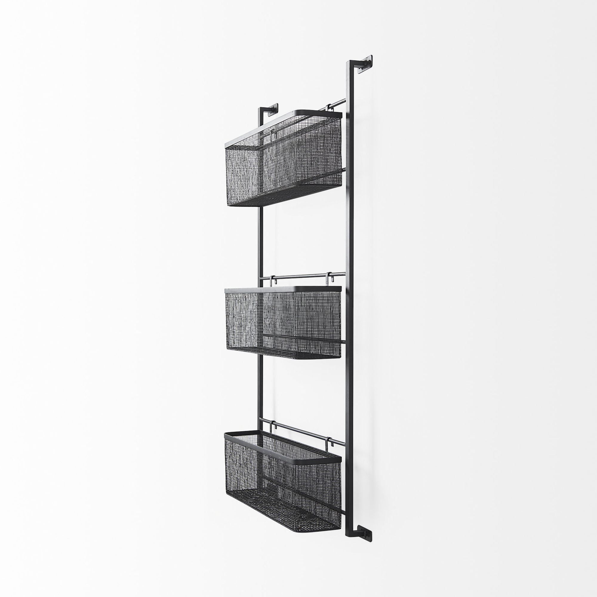 Mercana - Macrinus Black Metal with Mesh Wall Mounted Shelf