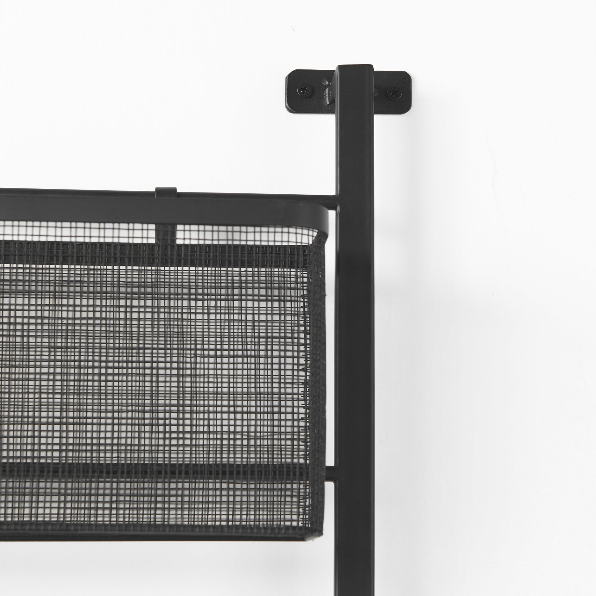 Mercana - Macrinus Black Metal with Mesh Wall Mounted Shelf