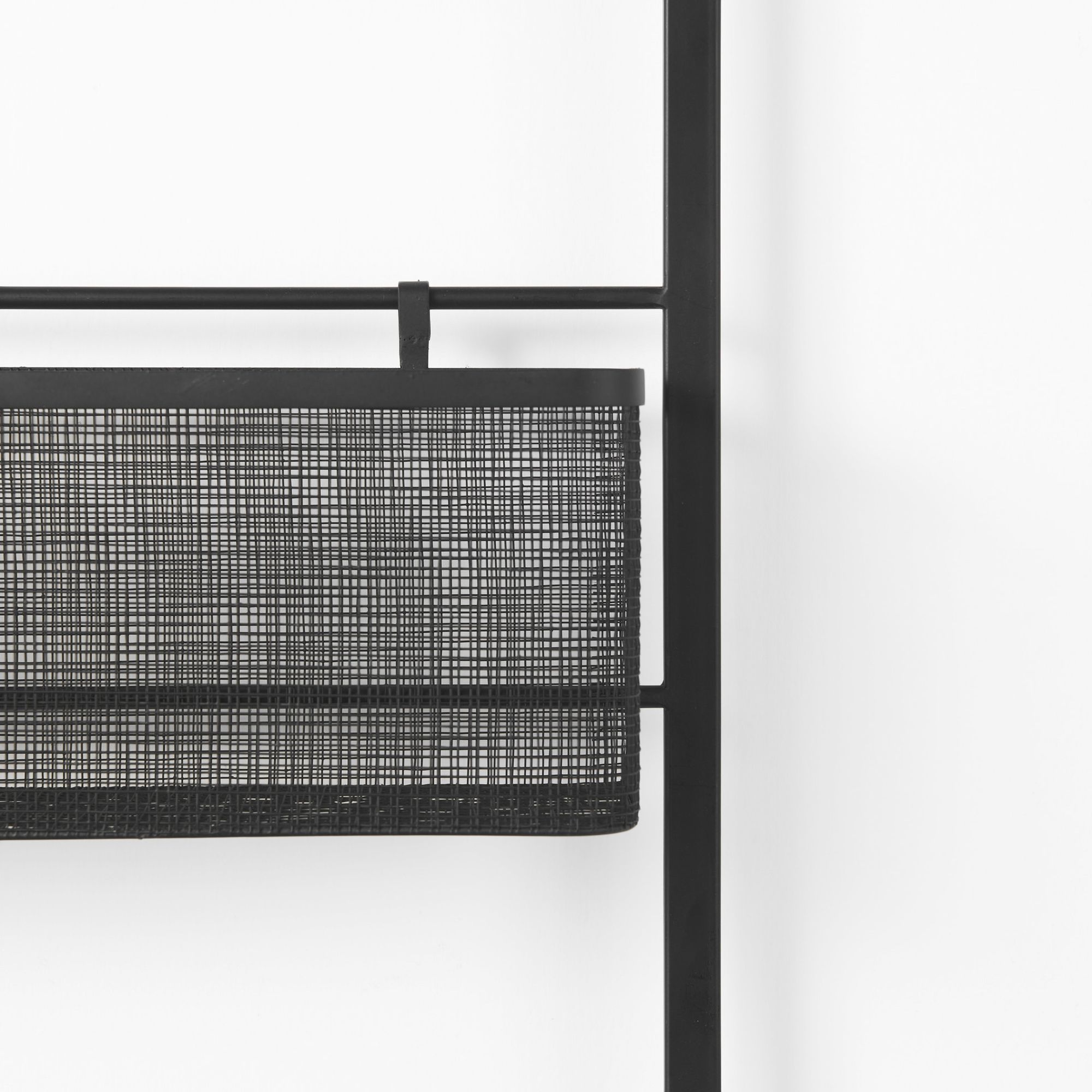 Mercana - Macrinus Black Metal with Mesh Wall Mounted Shelf