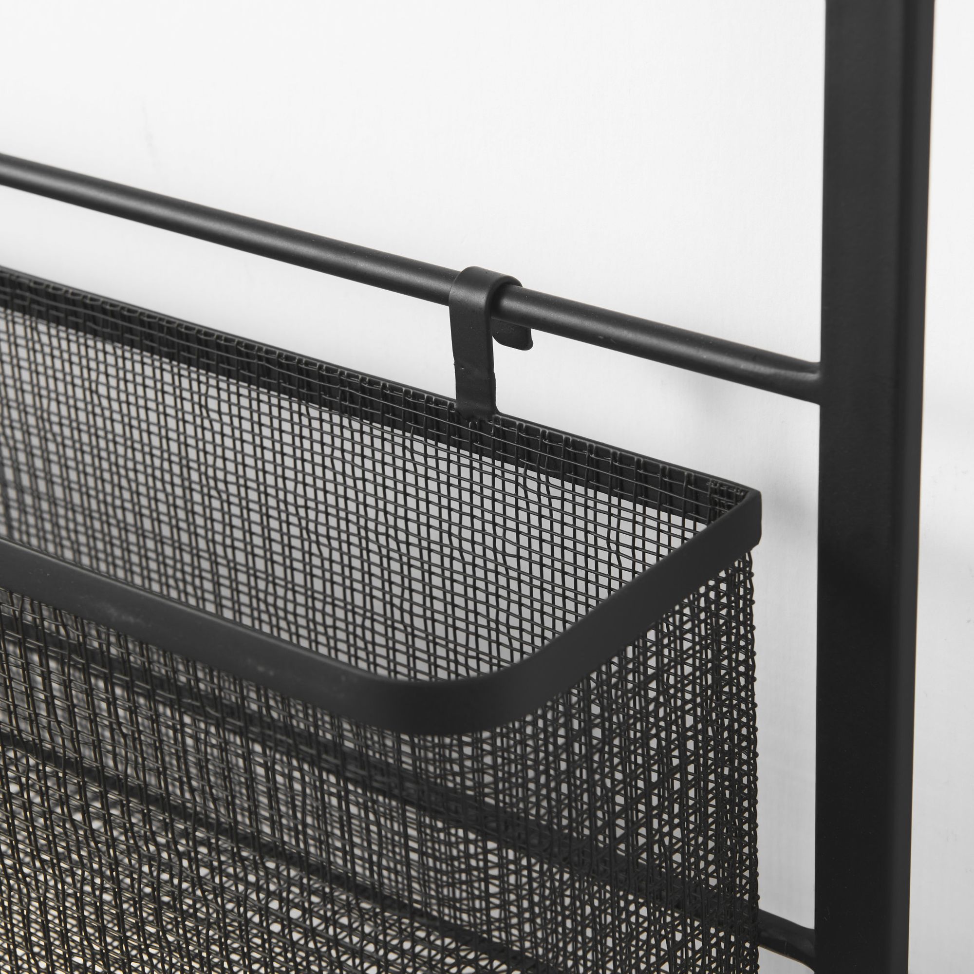 Mercana - Macrinus Black Metal with Mesh Wall Mounted Shelf