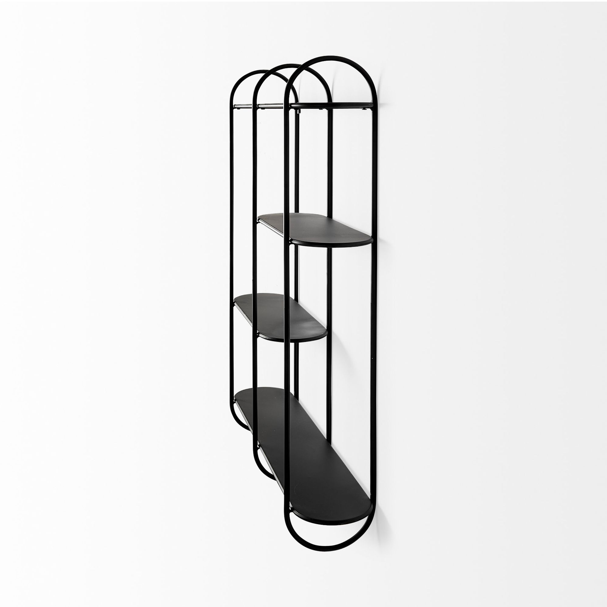 Mercana - Decimus Black Metal Wall Mounted 3 Tiered Shelf