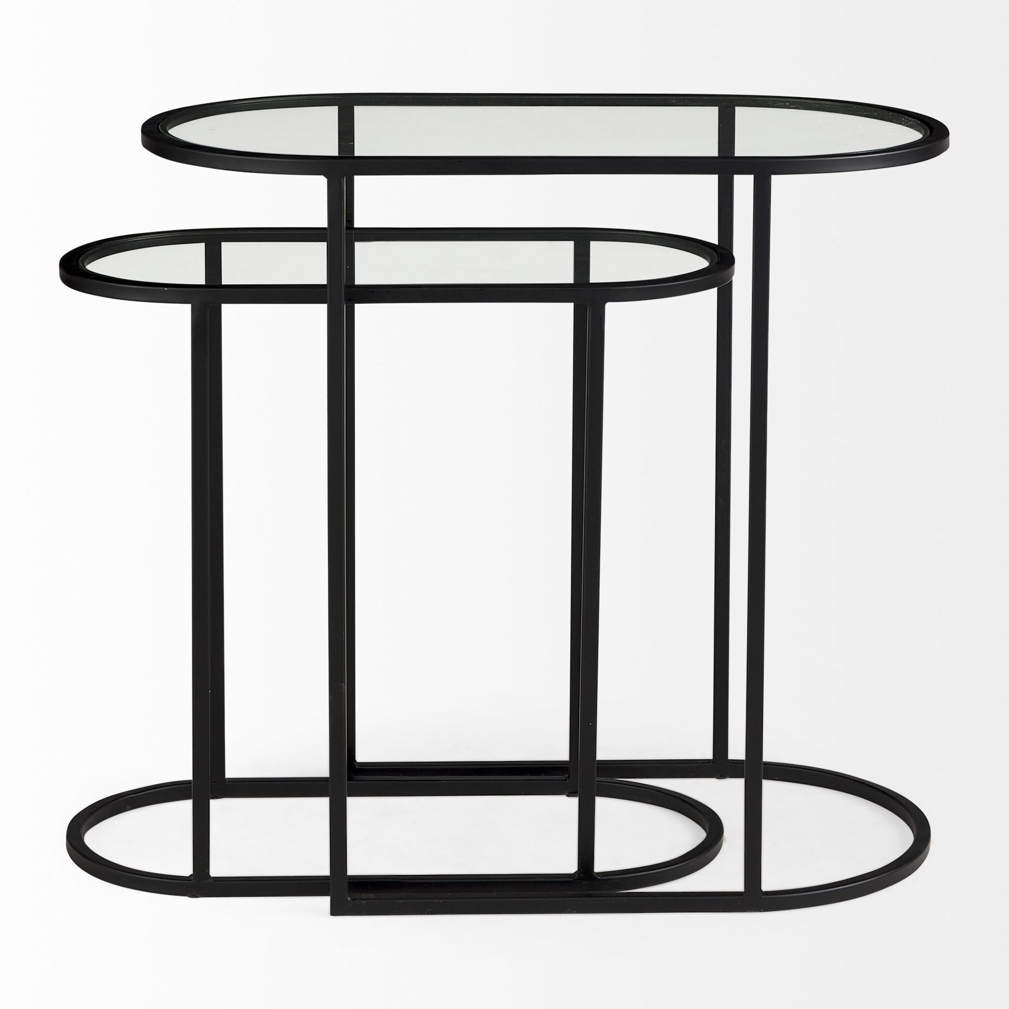 Mercana Celine Accent Table (Set of 2) - Black/Silver, Metal/Glass