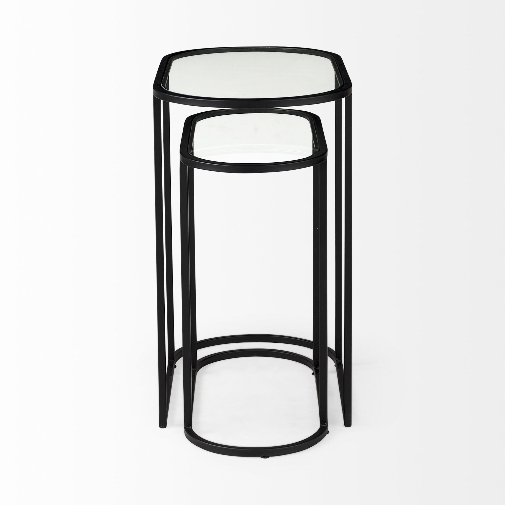 Mercana Celine Accent Table (Set of 2) - Black/Silver, Metal/Glass