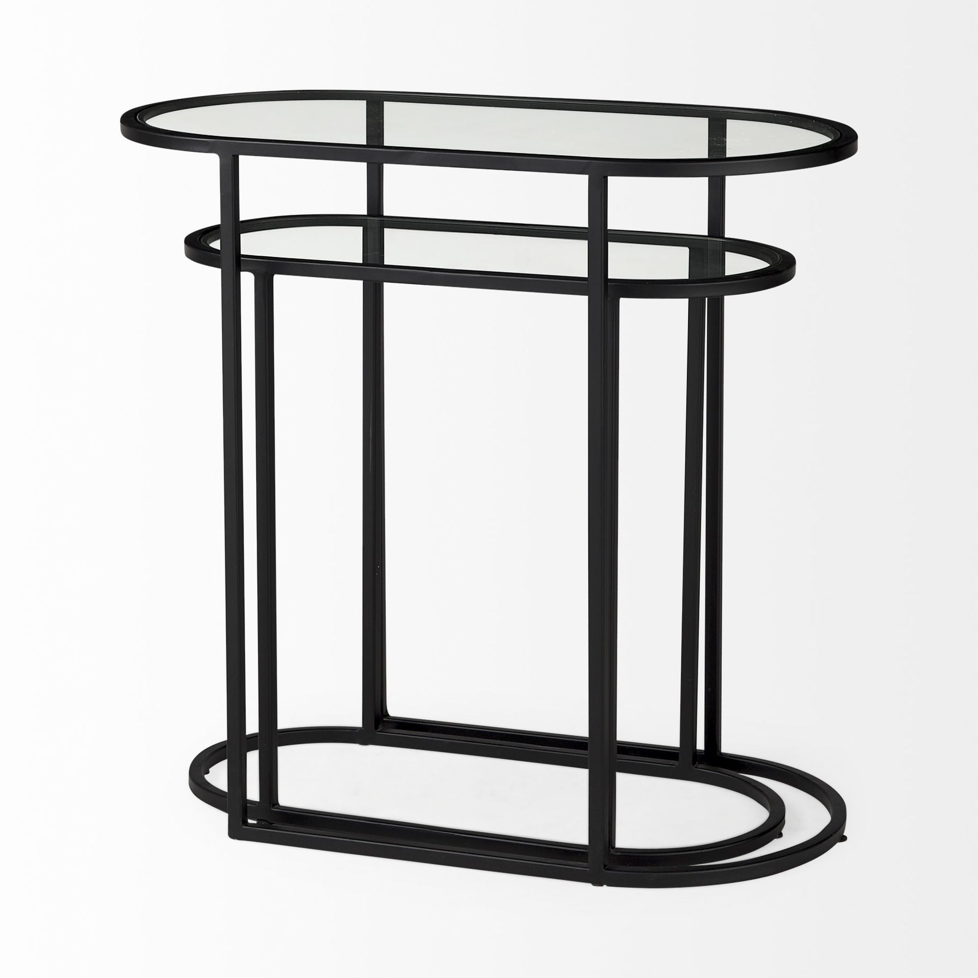 Mercana Celine Accent Table (Set of 2) - Black/Silver, Metal/Glass